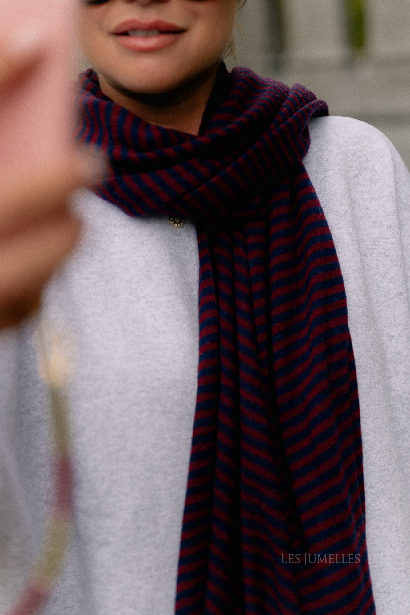 Florence striped scarf navy/burgundy