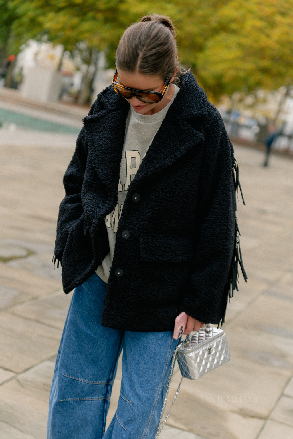 YASFina LS fringe jacket black