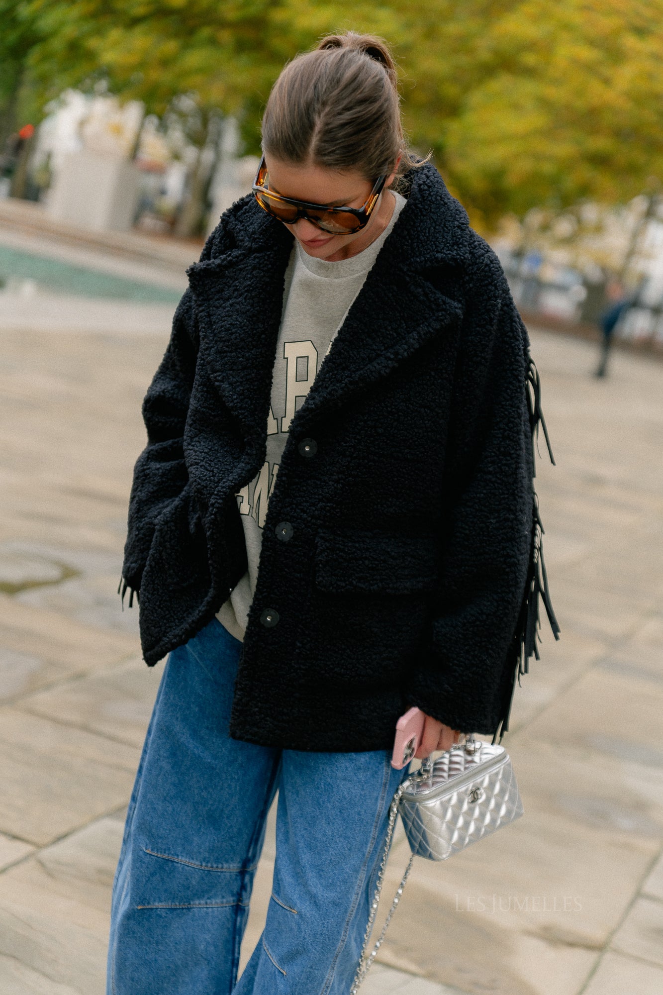 YASFina LS fringe jacket black