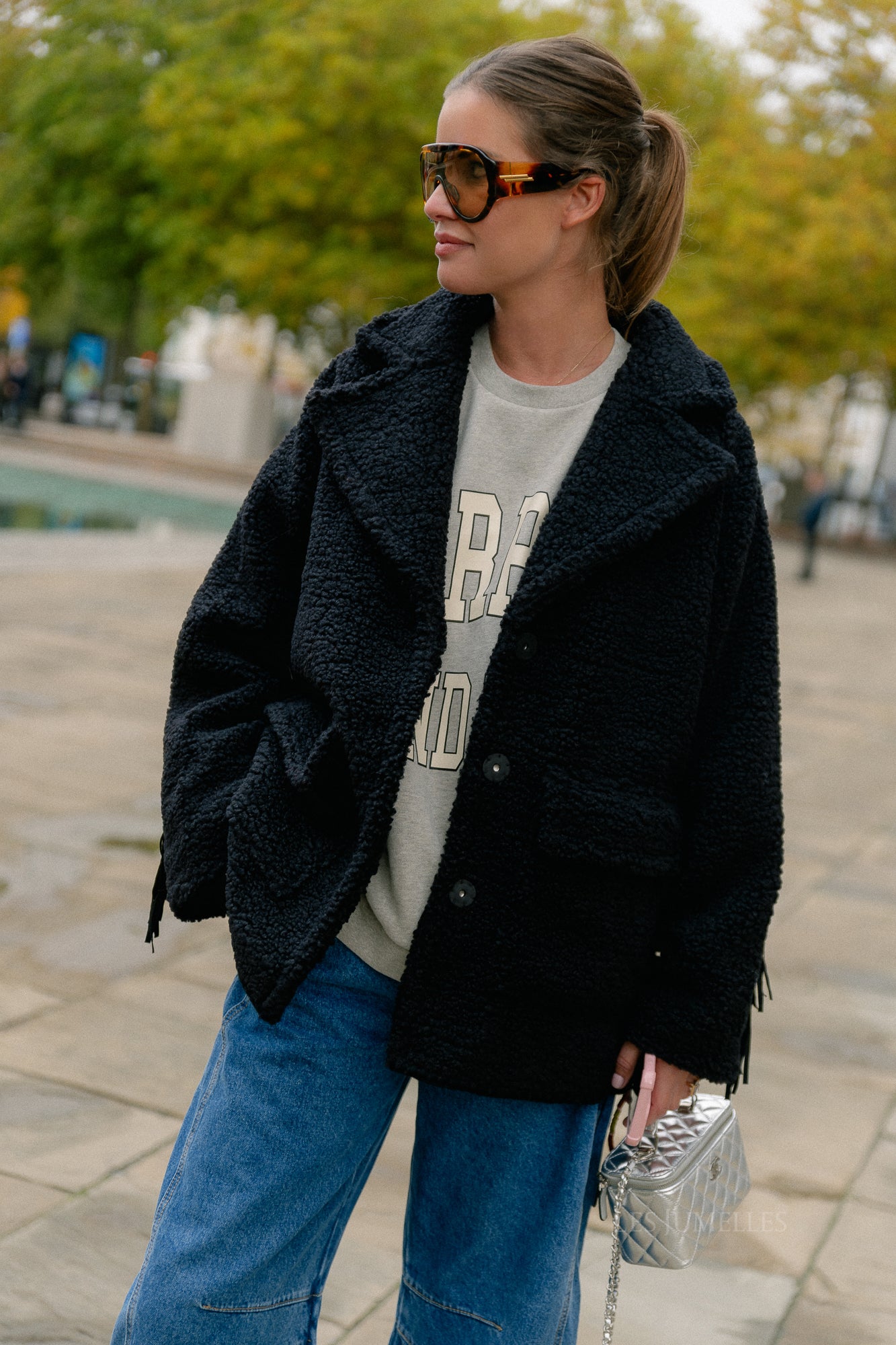 YASFina LS fringe jacket black