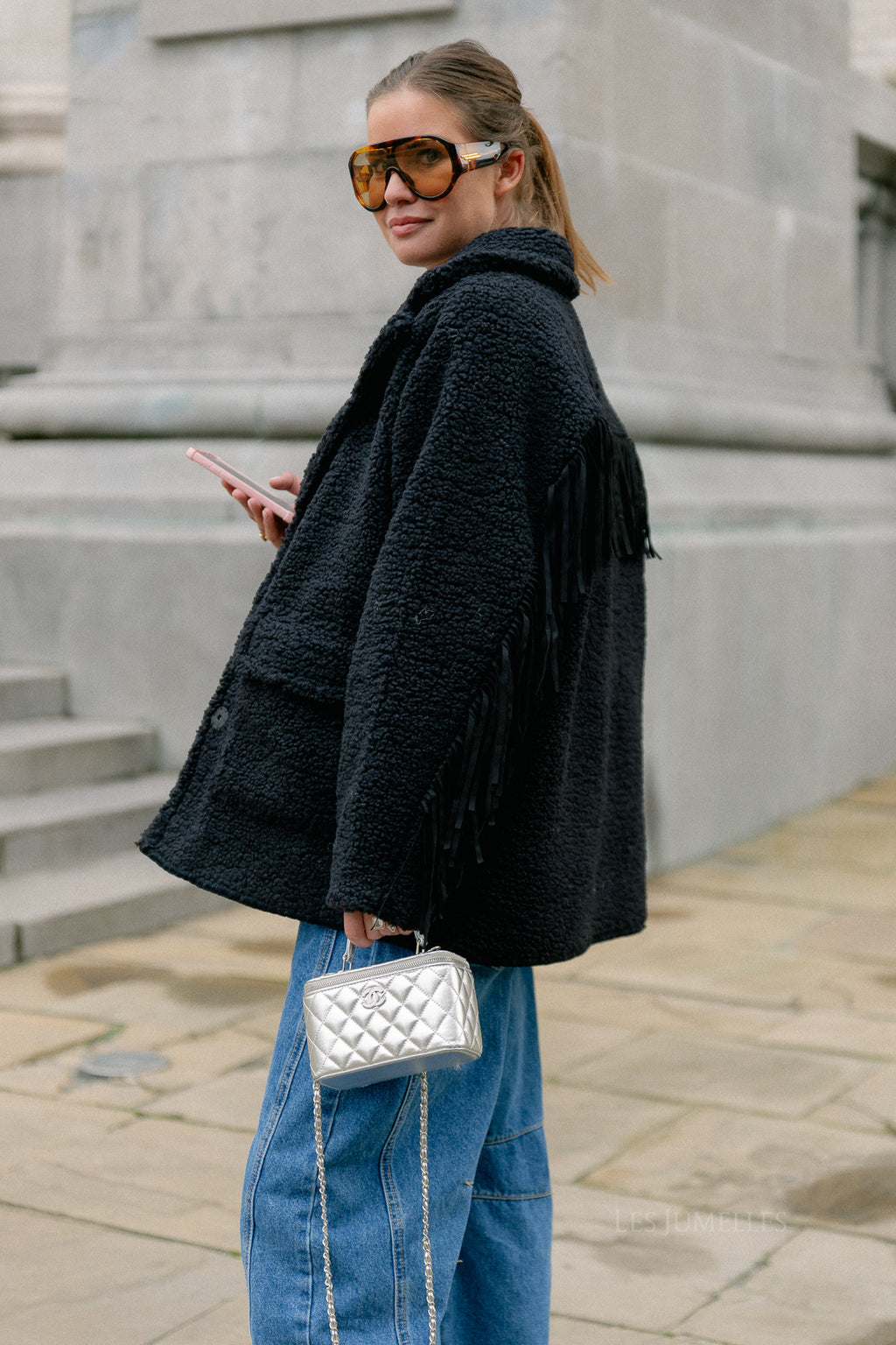 YASFina LS fringe jacket black