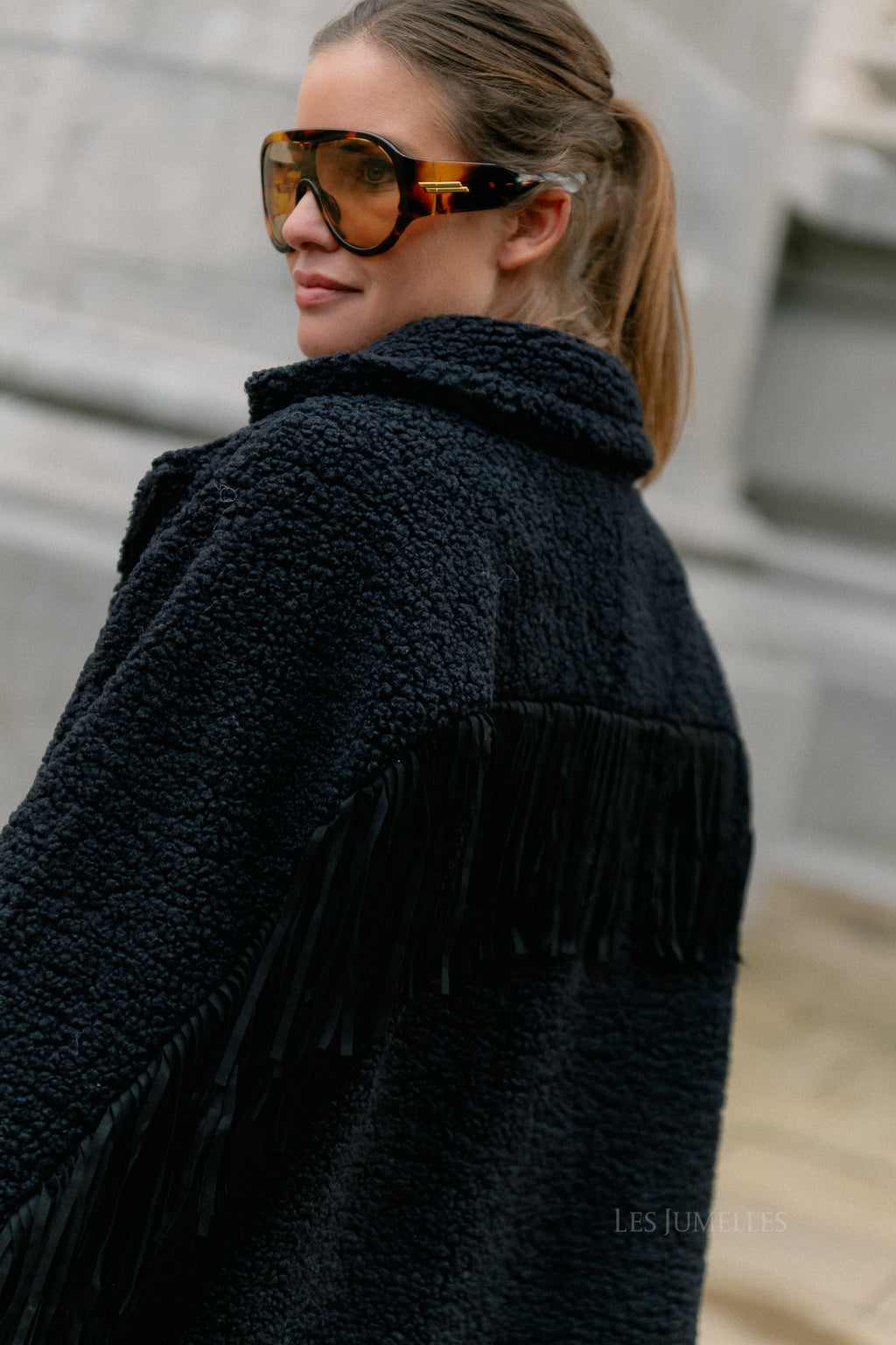 YASFina LS fringe jacket black