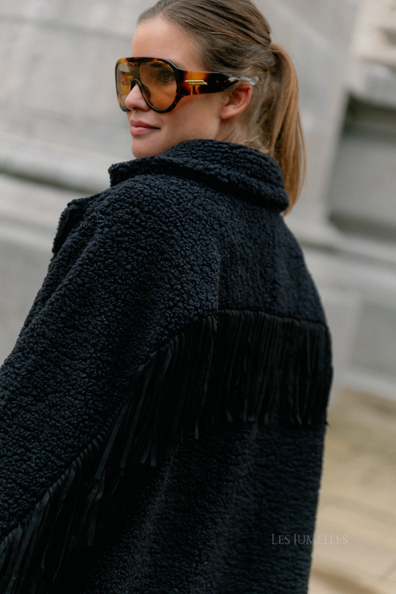 YASFina LS fringe jacket black