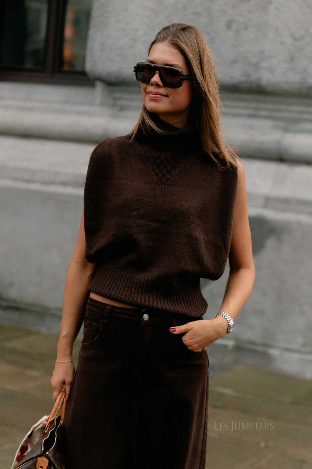 ROUCleo roll neck knit west chicory coffee