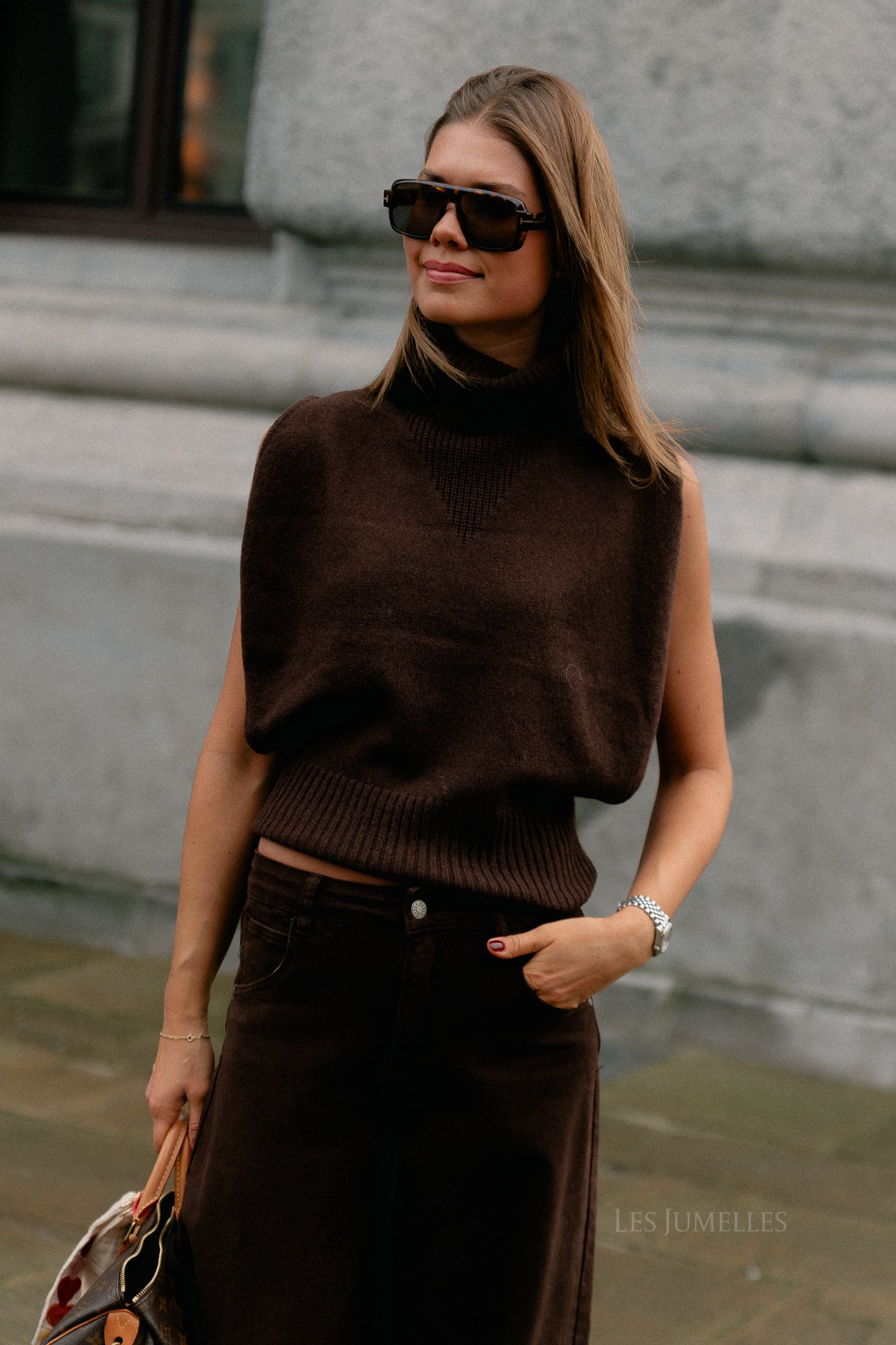 ROUCleo roll neck knit west chicory coffee