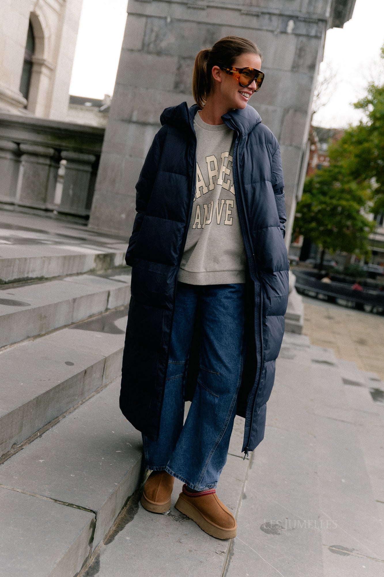 YASPoppel down blend coat navy blazer