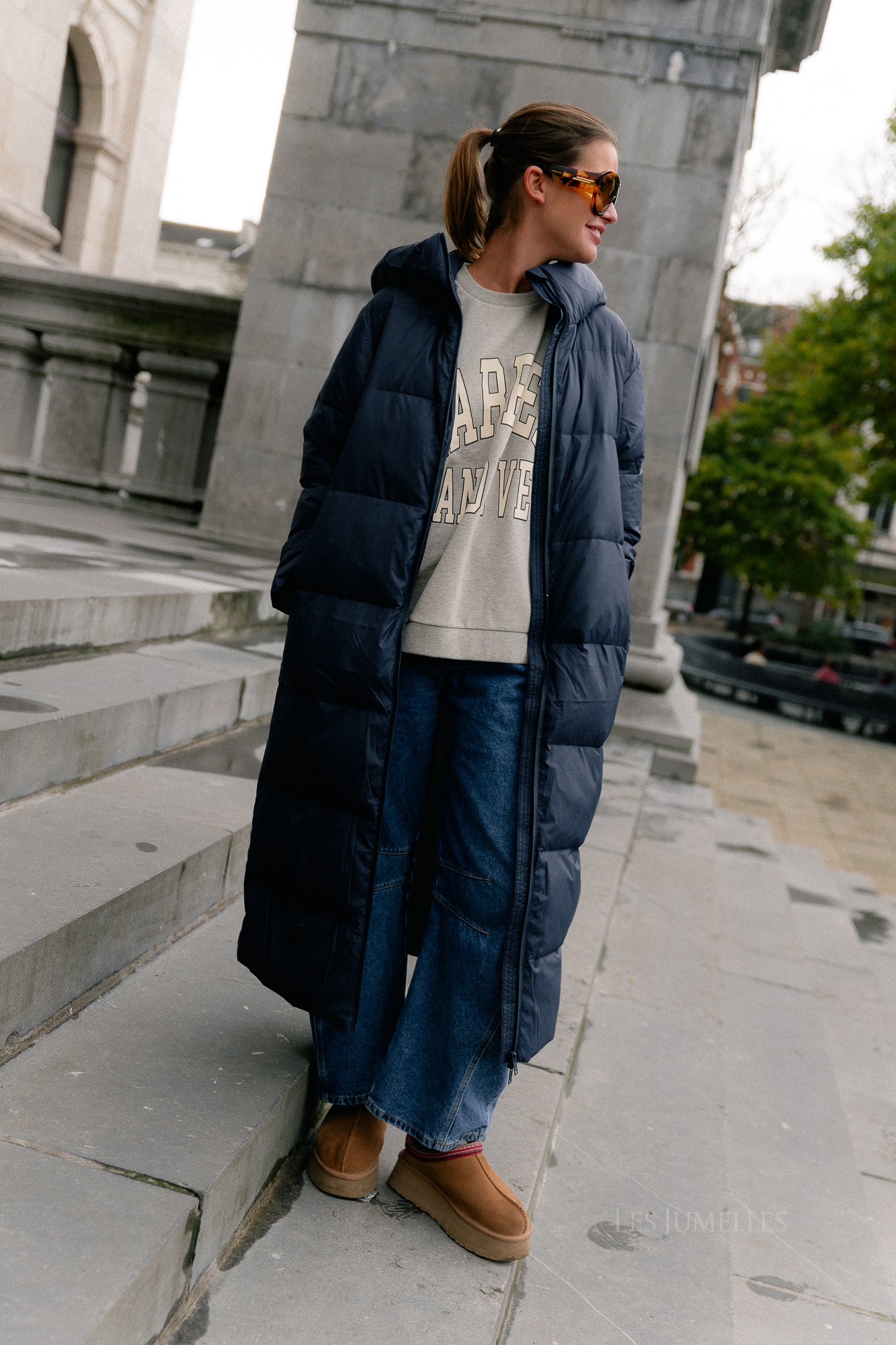 YASPoppel down blend coat navy blazer