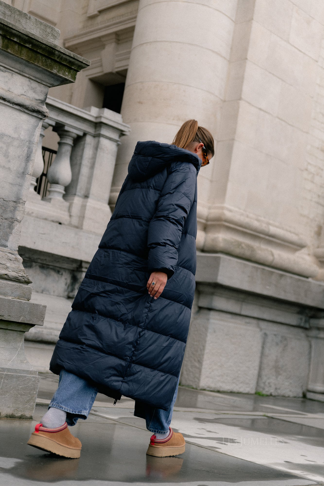 YASPoppel down blend coat navy blazer