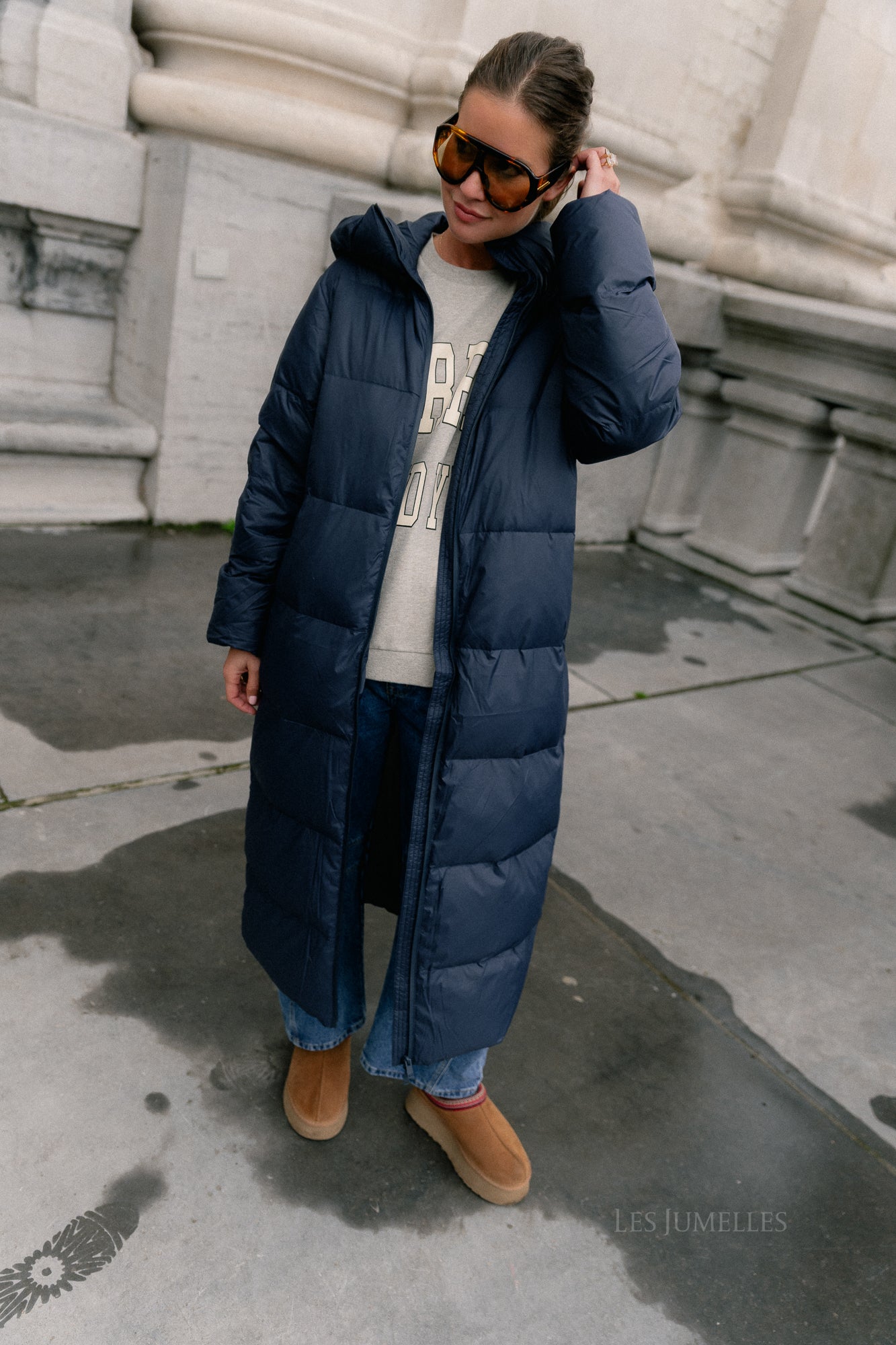 YASPoppel down blend coat navy blazer