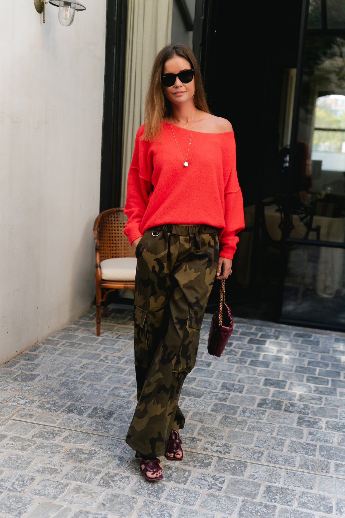 Nova off shoulder sweater red