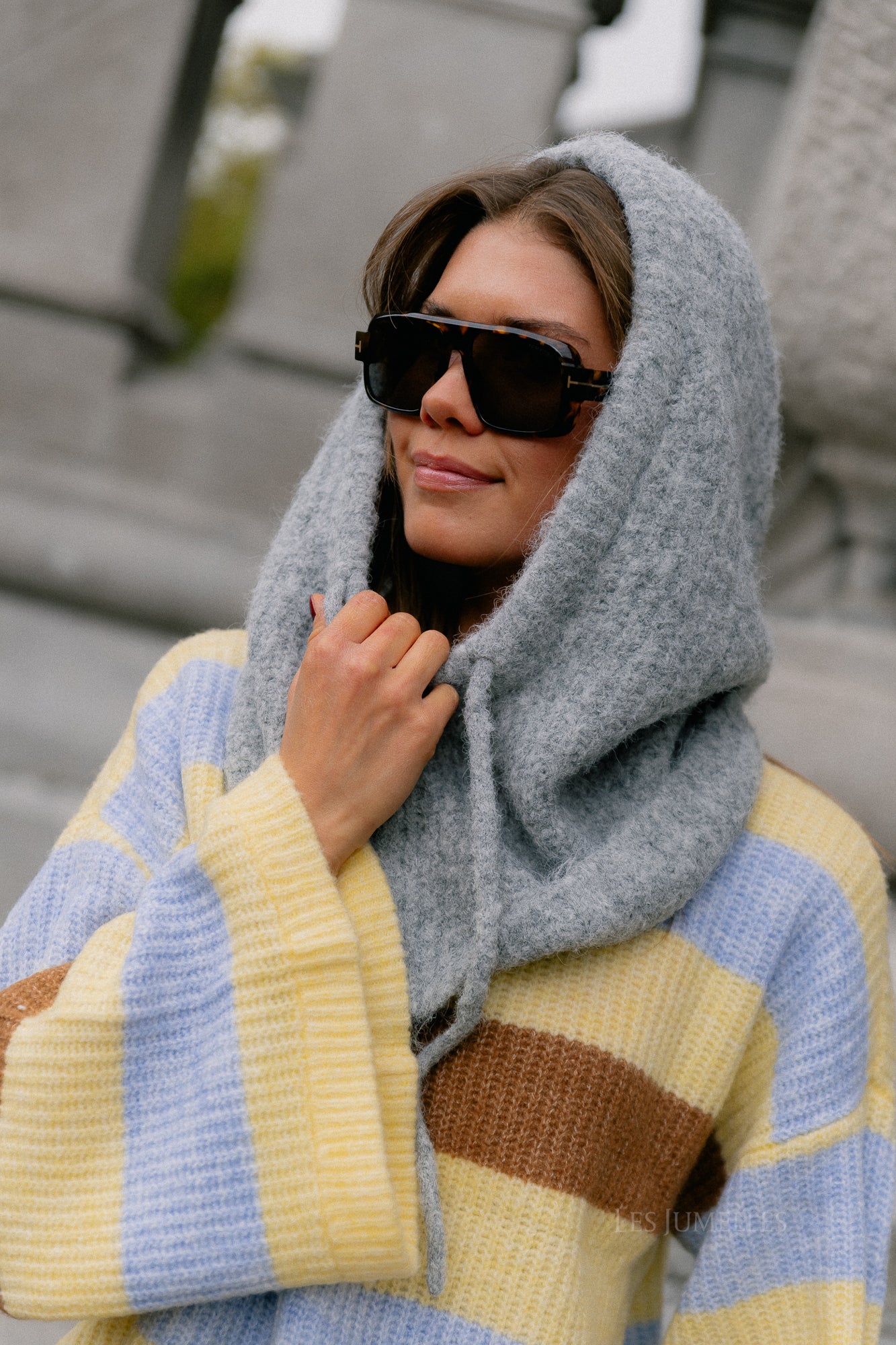 OBJMilu knit balaclava light grey melange