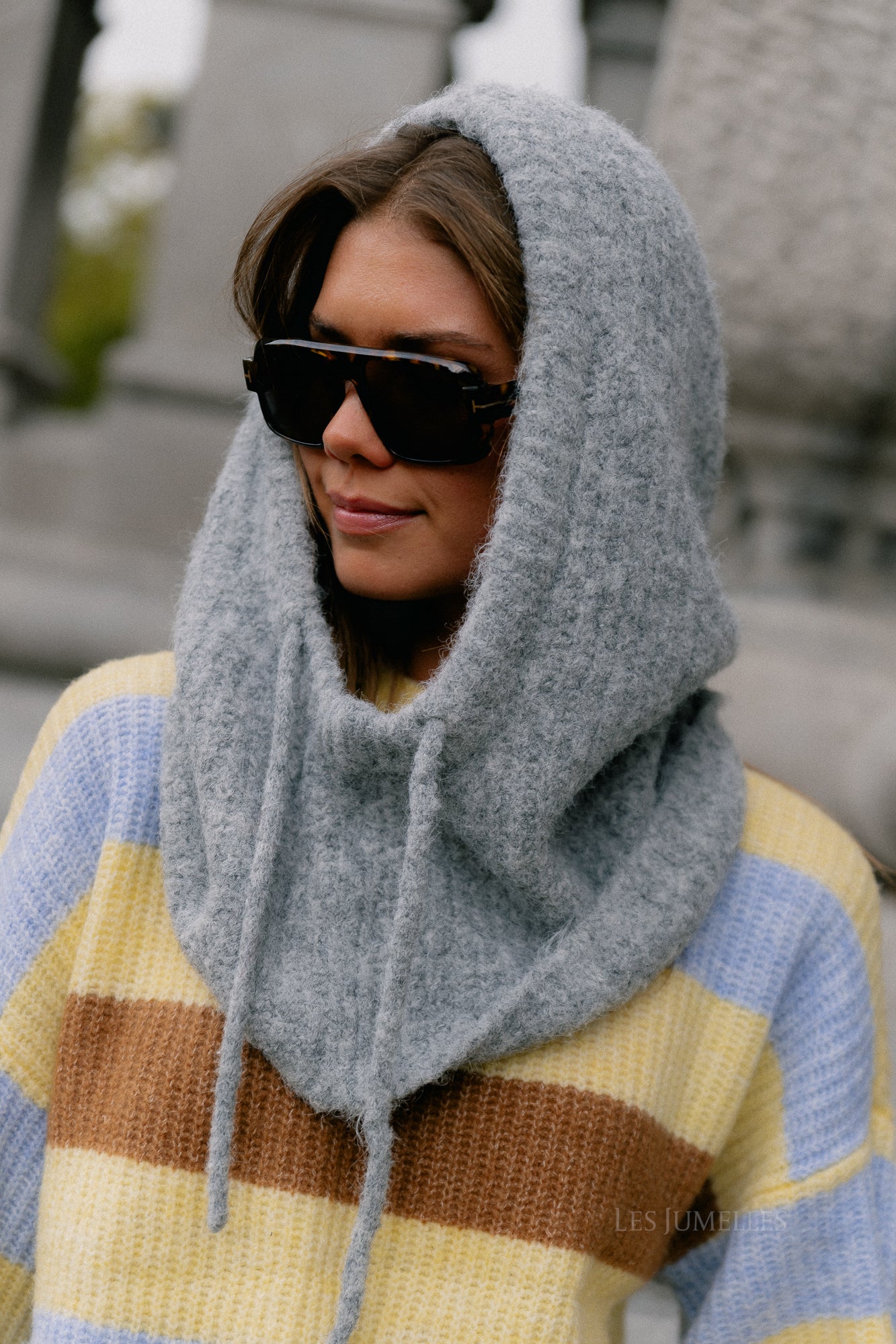 OBJMilu knit balaclava light grey melange