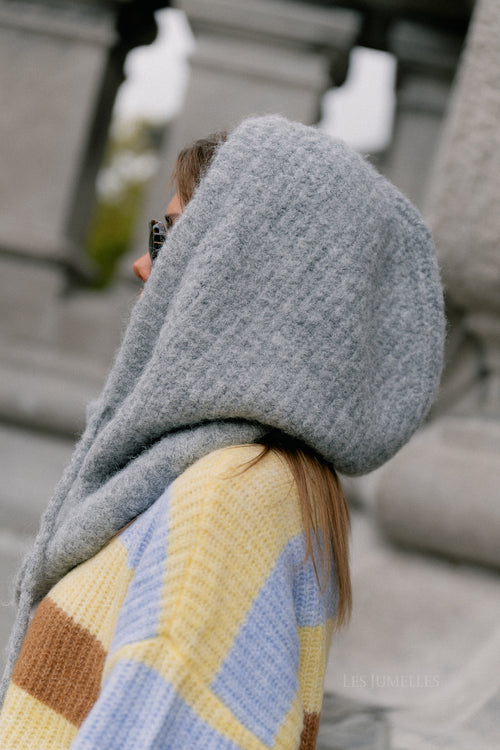 OBJMilu knit balaclava light grey melange