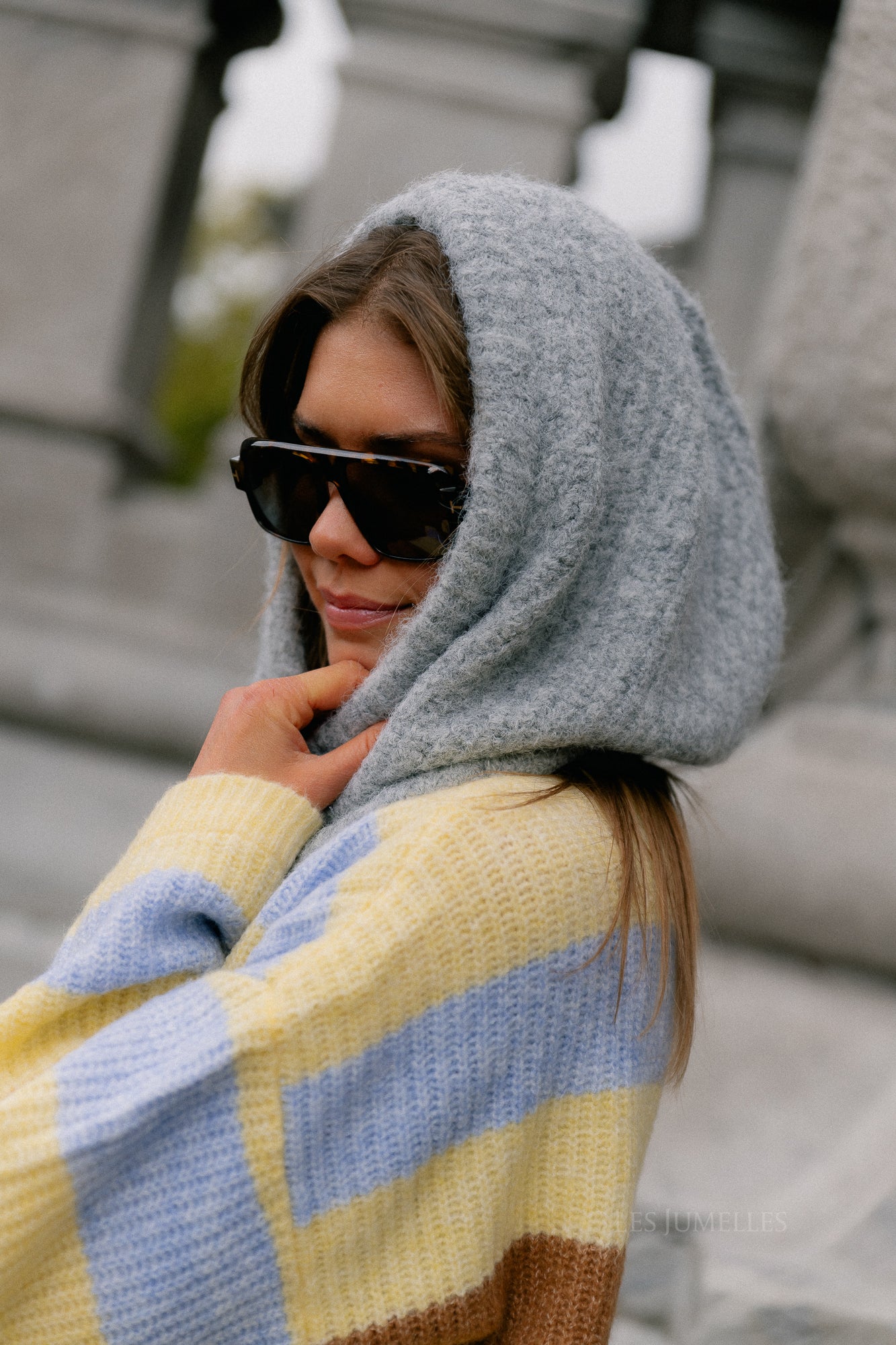 OBJMilu knit balaclava light grey melange