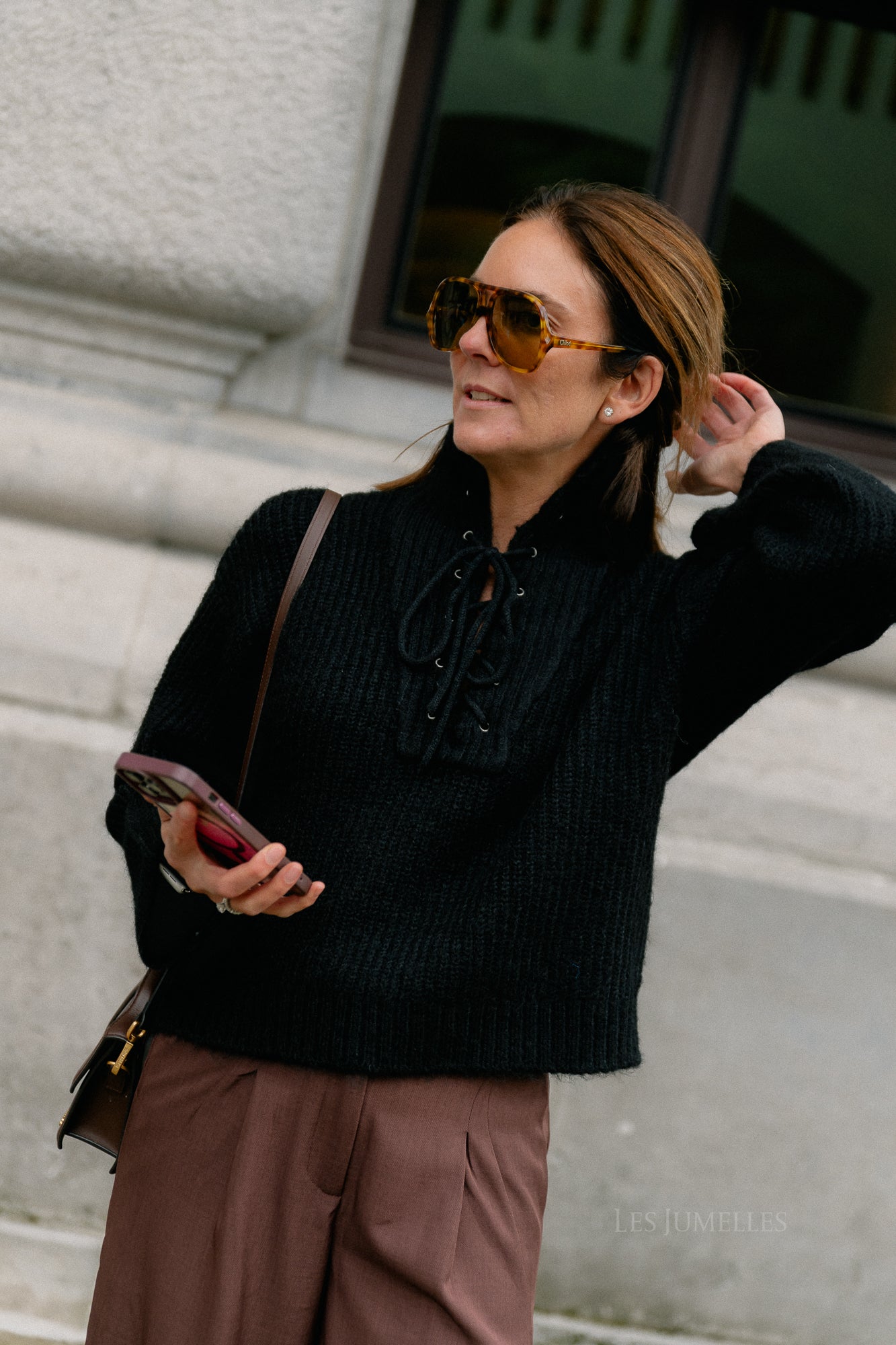 VIGleeba high neck L/S rib knit top black beauty