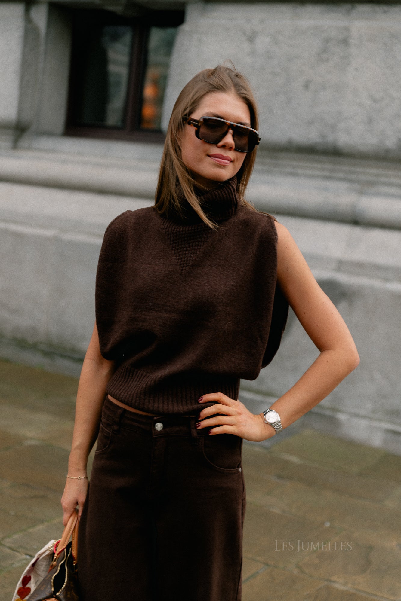 ROUCleo roll neck knit west chicory coffee