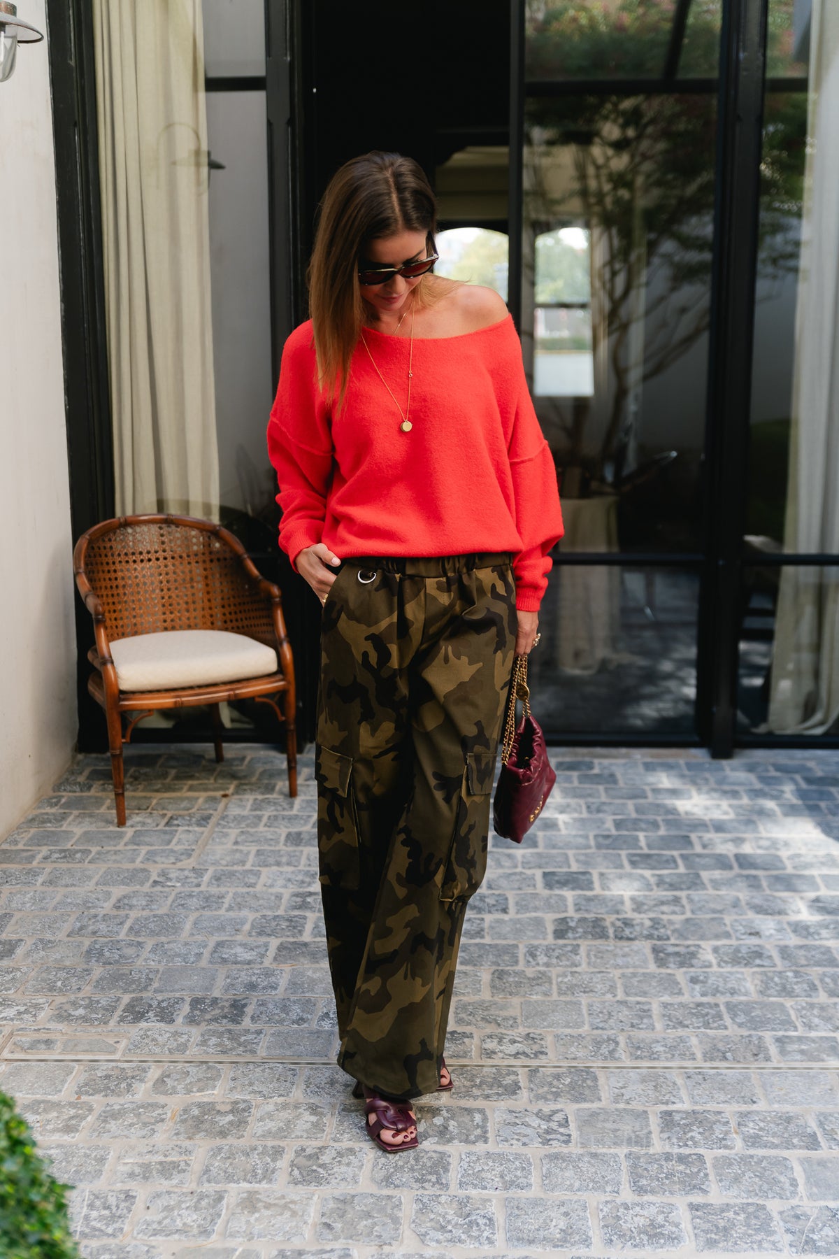 Nova off shoulder sweater red