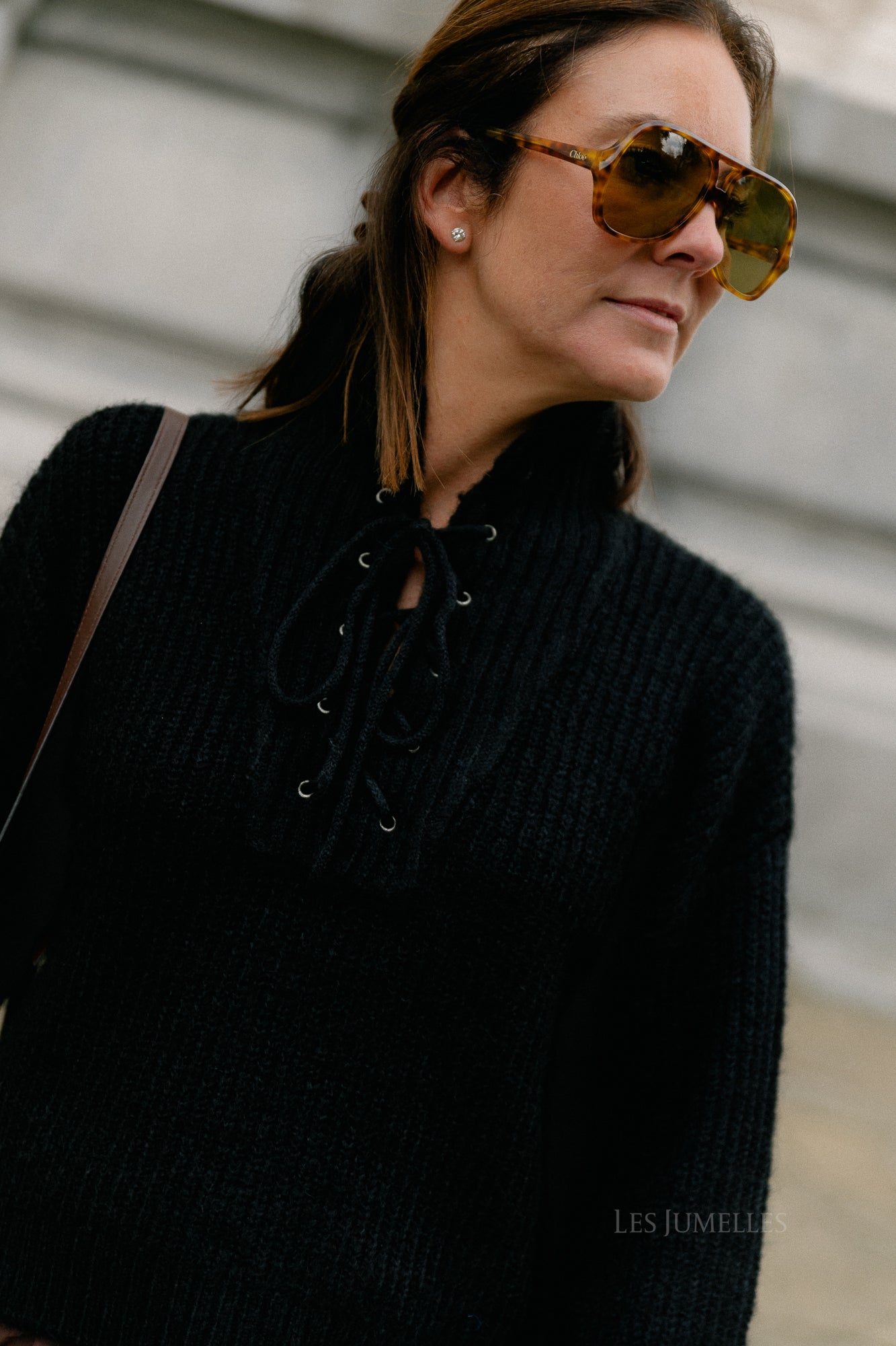 VIGleeba high neck L/S rib knit top black beauty