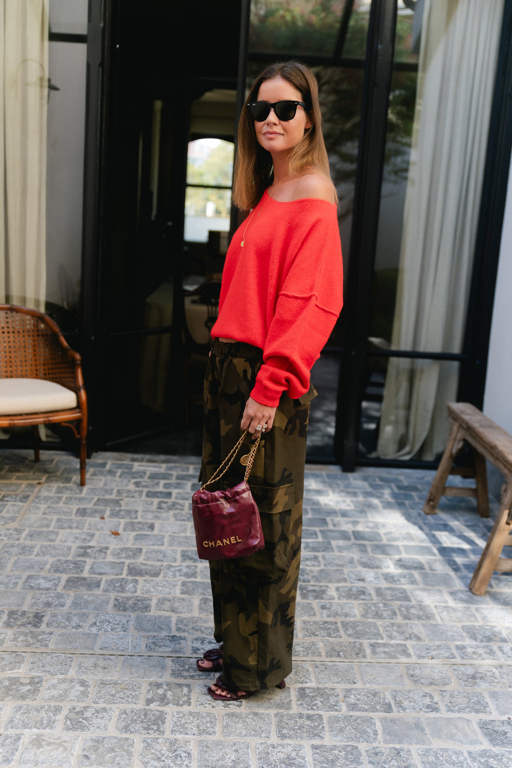 Nova off shoulder sweater red