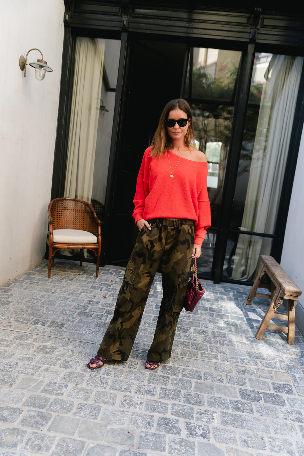 Nova off shoulder sweater red