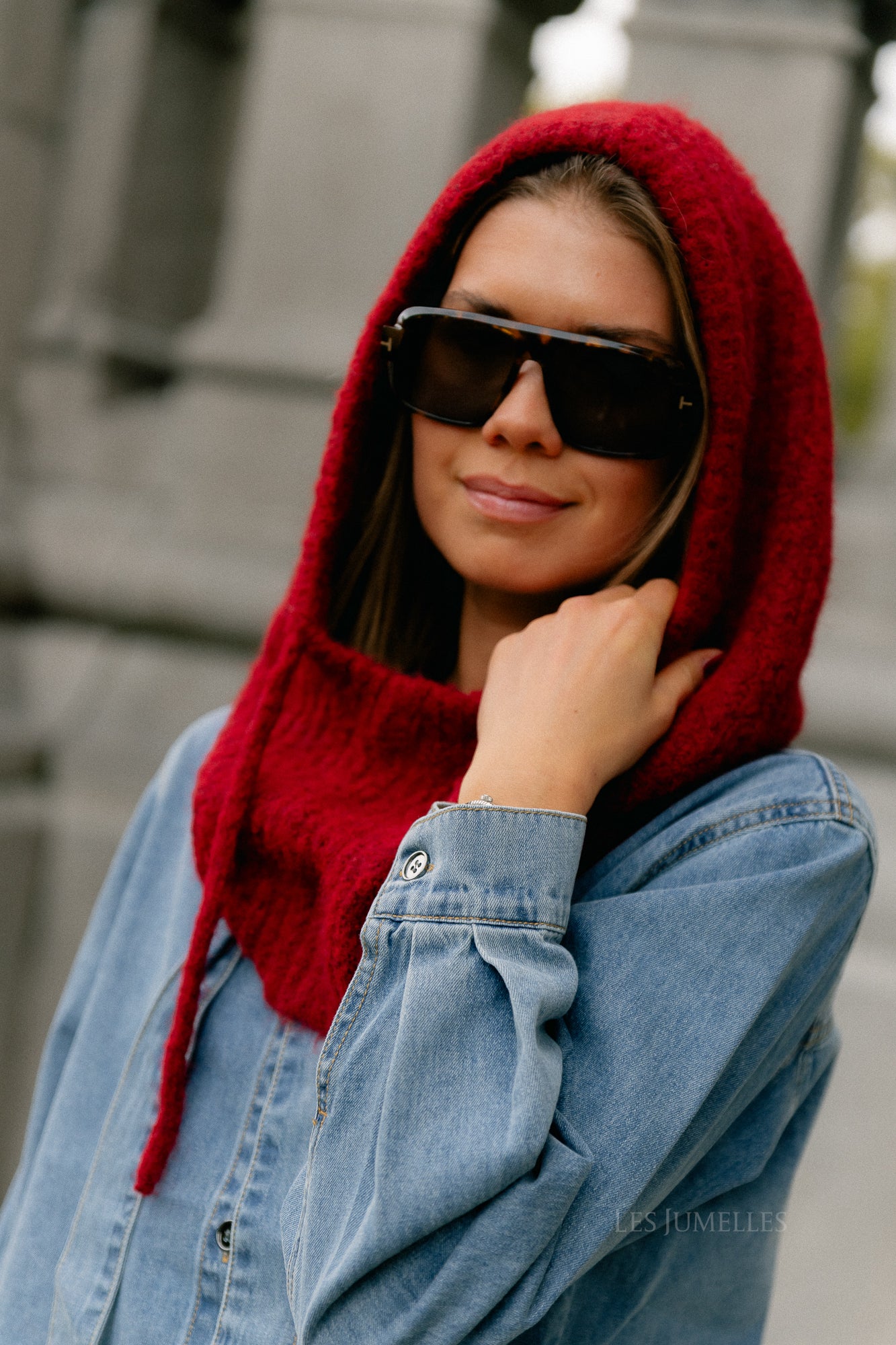 OBJMilu knit balaclava red dahlia/melange