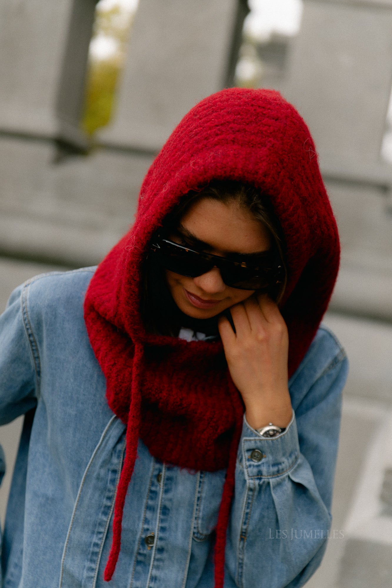 OBJMilu knit balaclava red dahlia/melange