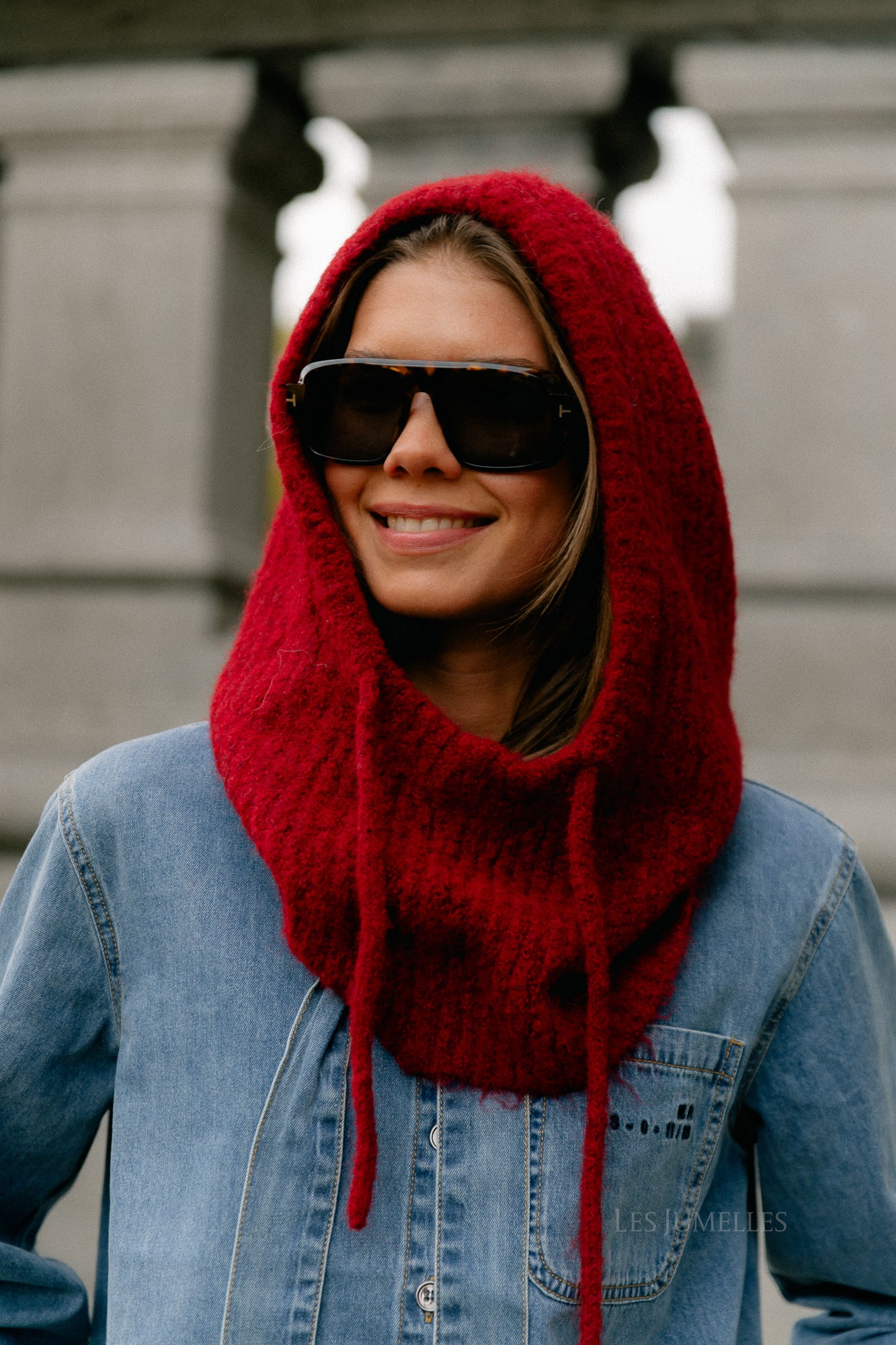 OBJMilu knit balaclava red dahlia/melange