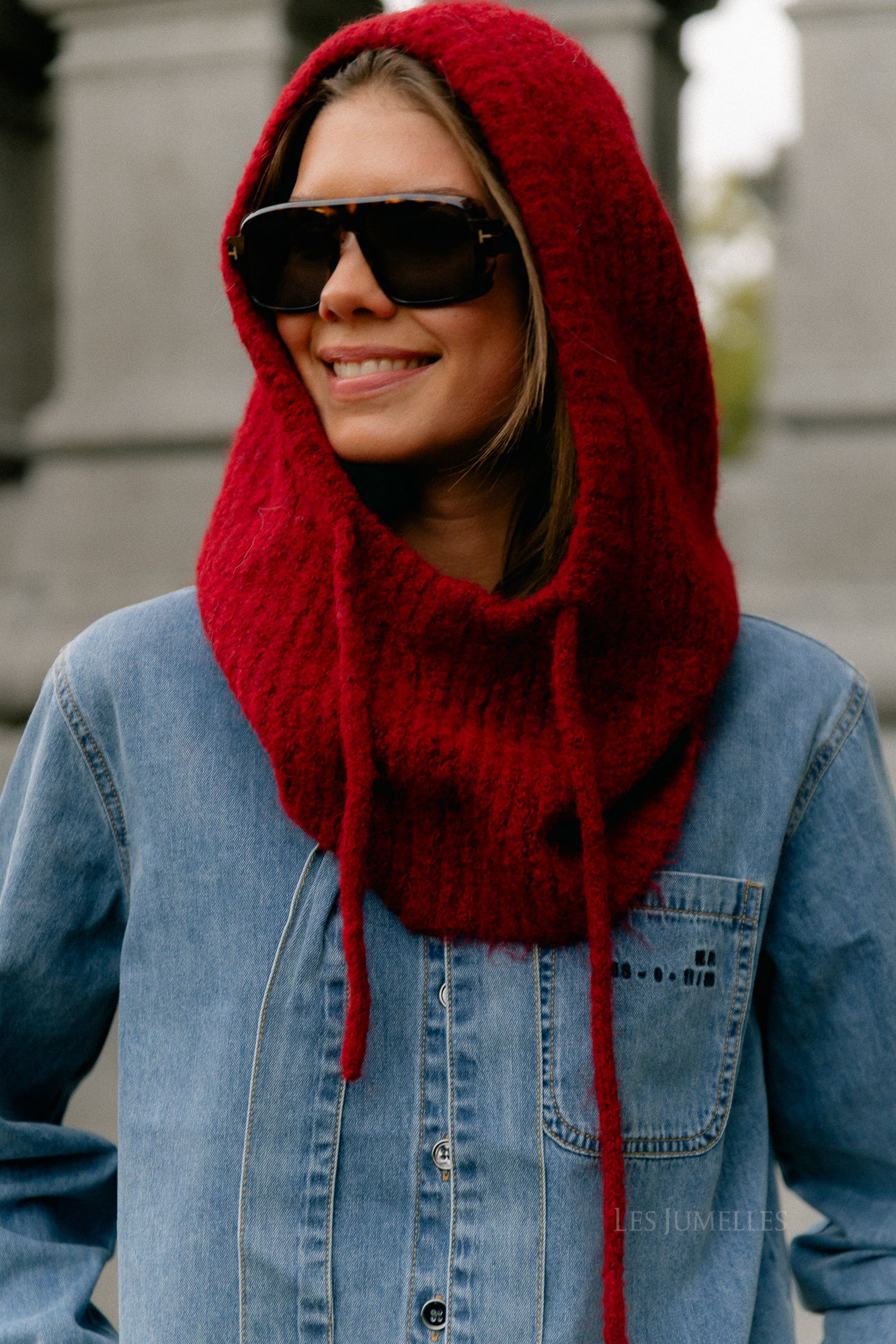 OBJMilu knit balaclava red dahlia/melange