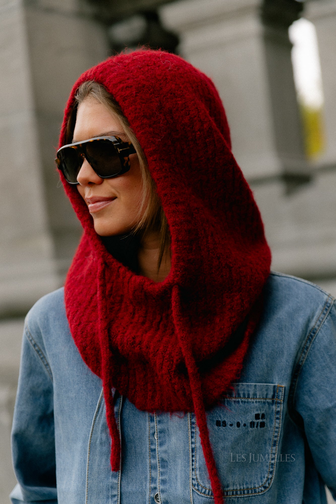 OBJMilu knit balaclava red dahlia/melange