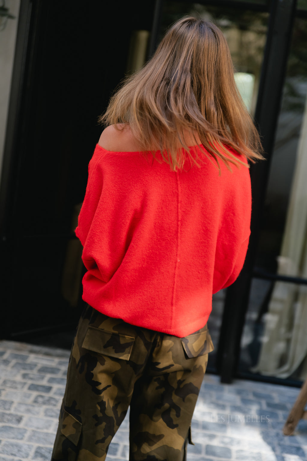 Nova off shoulder sweater red