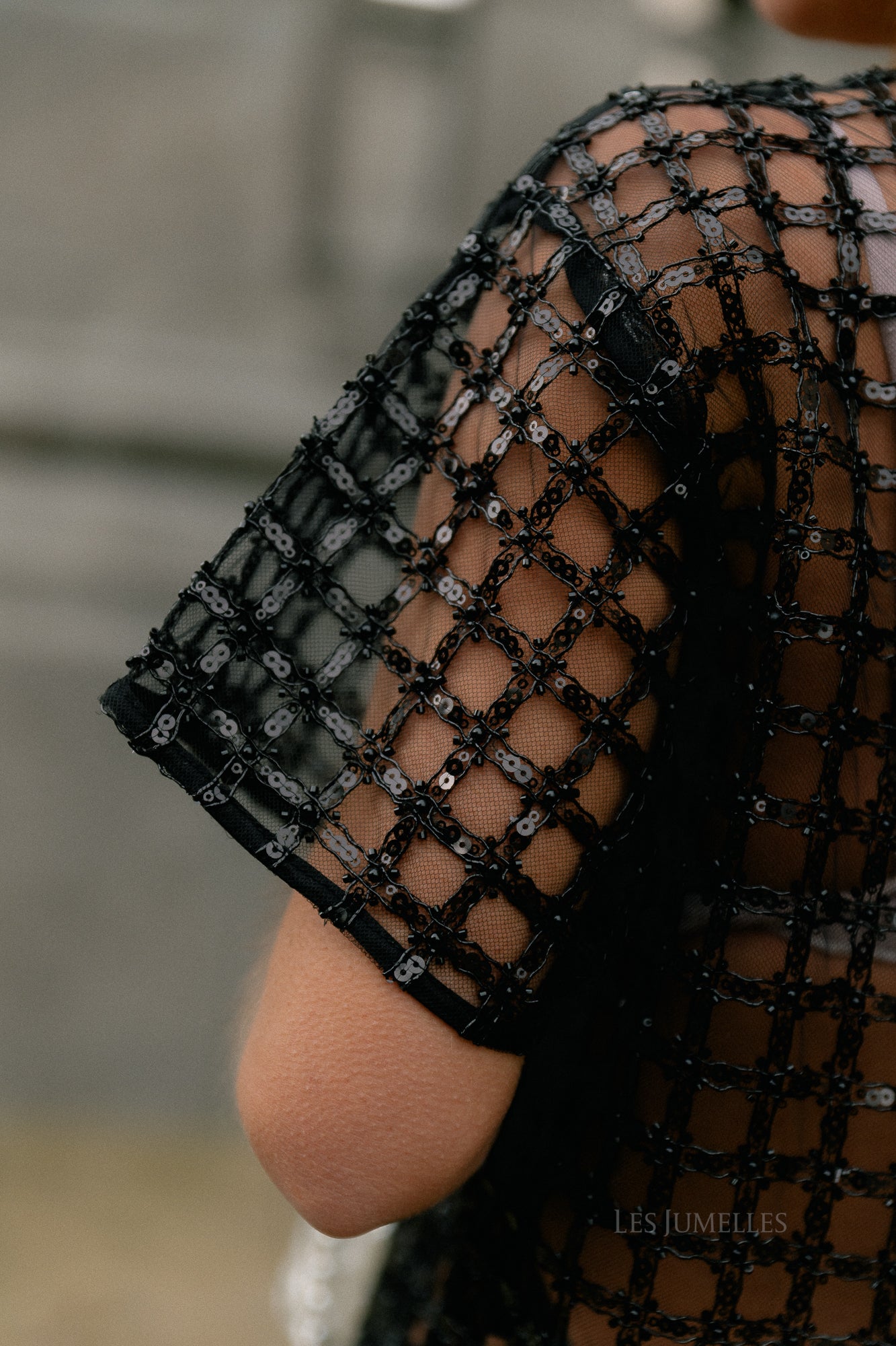 SLFLaren SS cropped sequins top black