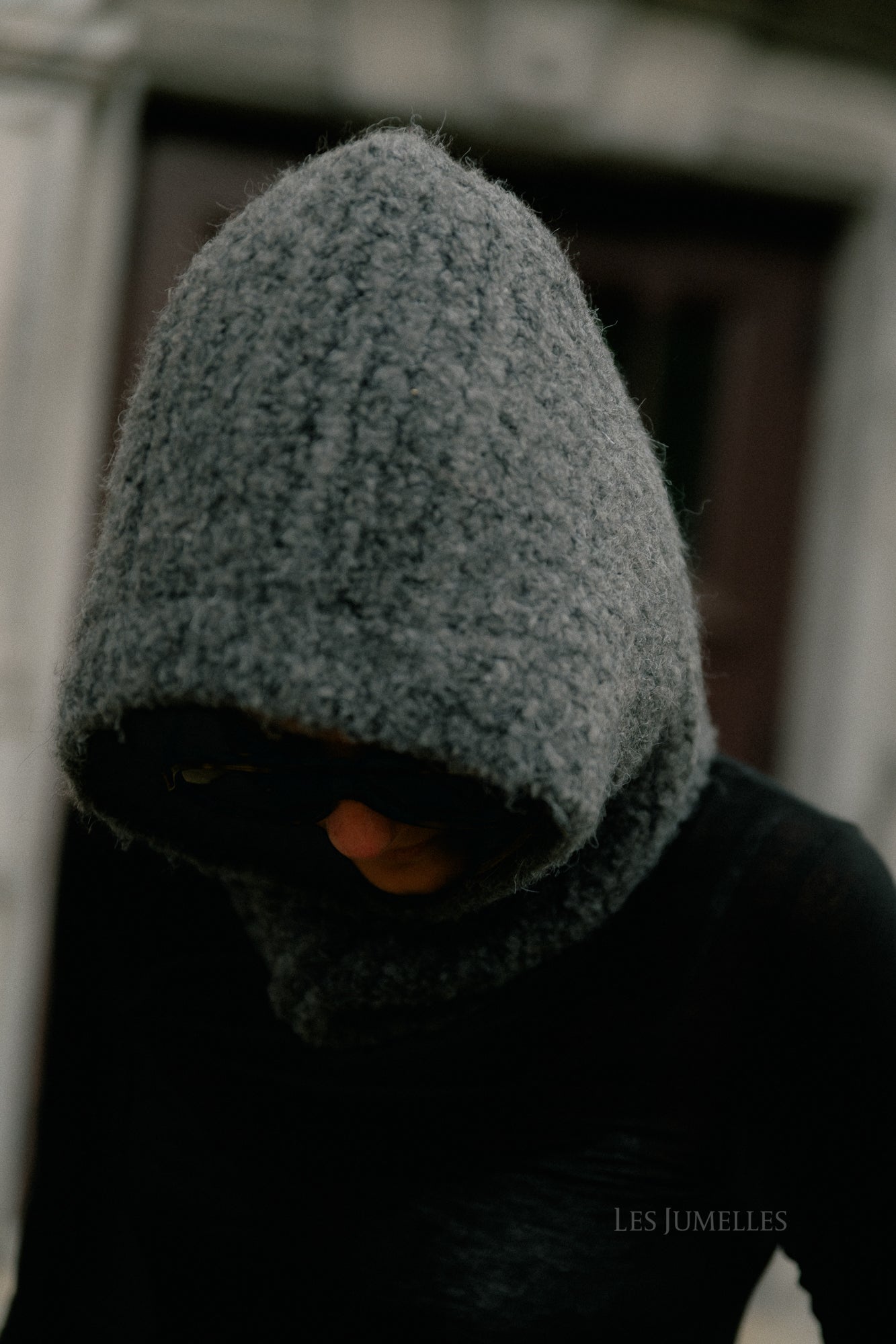 VIJanis boucle knit balaclava dark grey melange