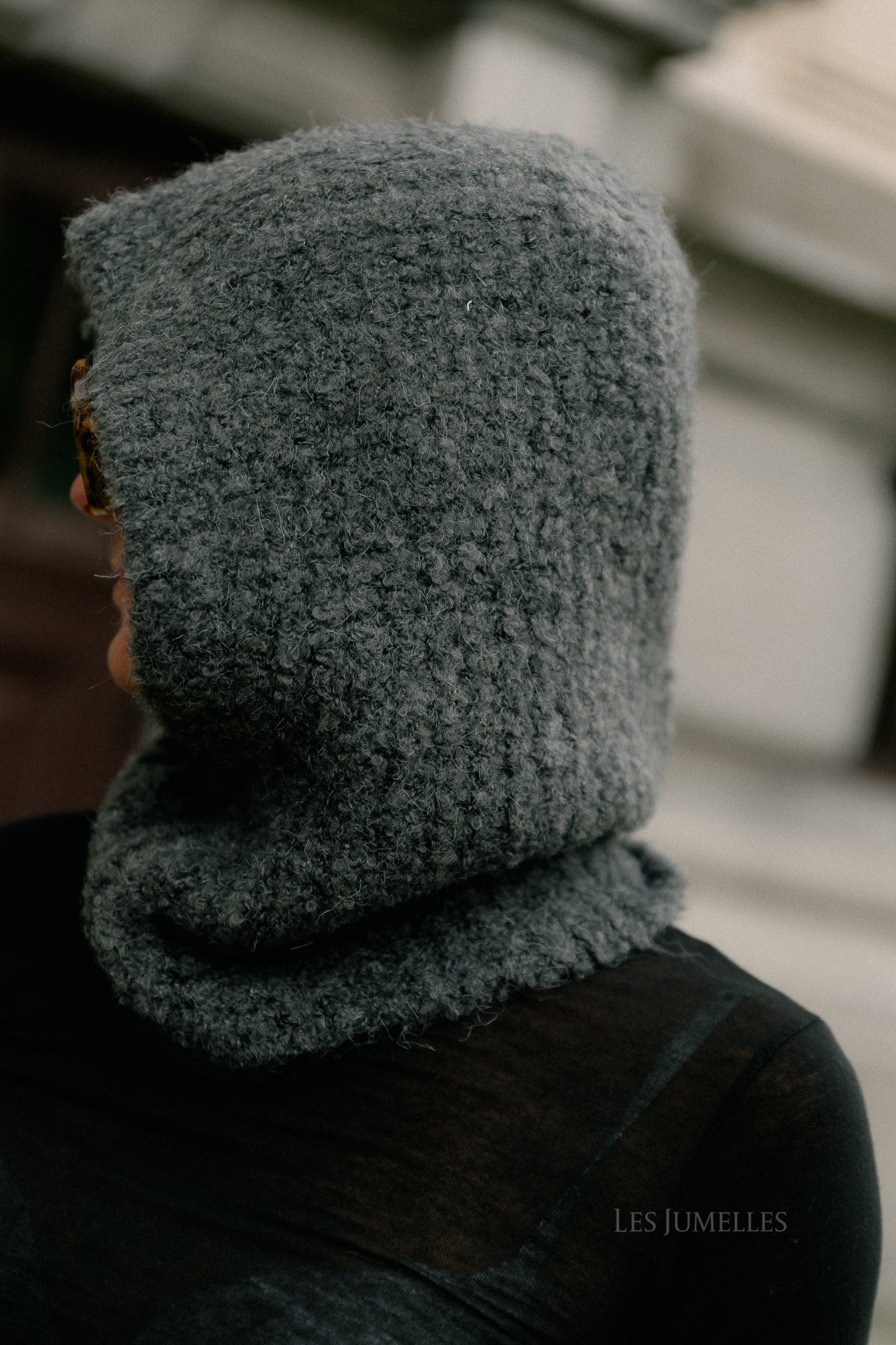 VIJanis boucle knit balaclava dark grey melange