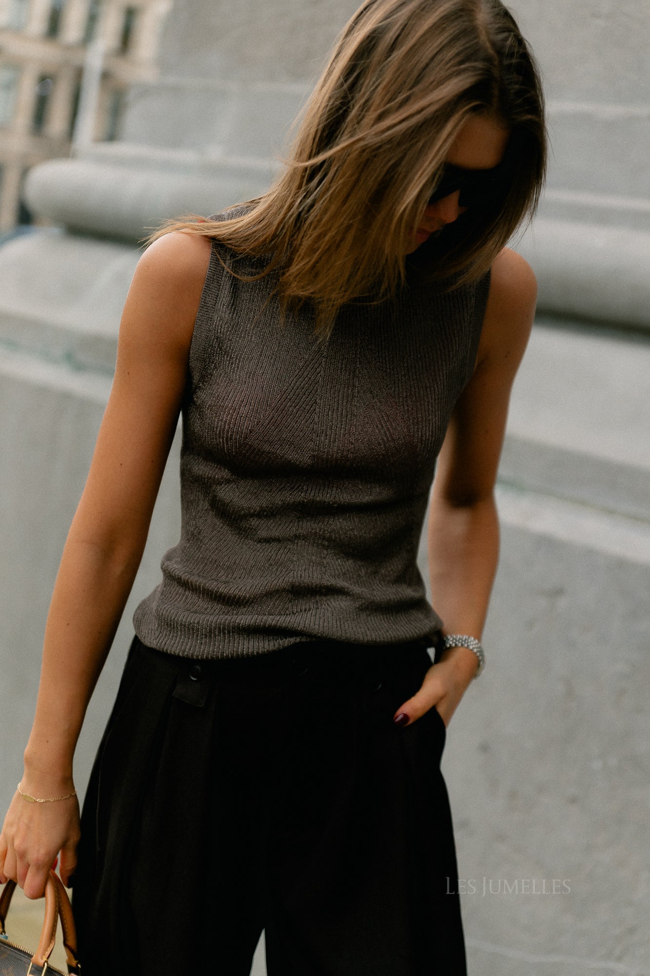 GZsilvi tank top warm grey metallic