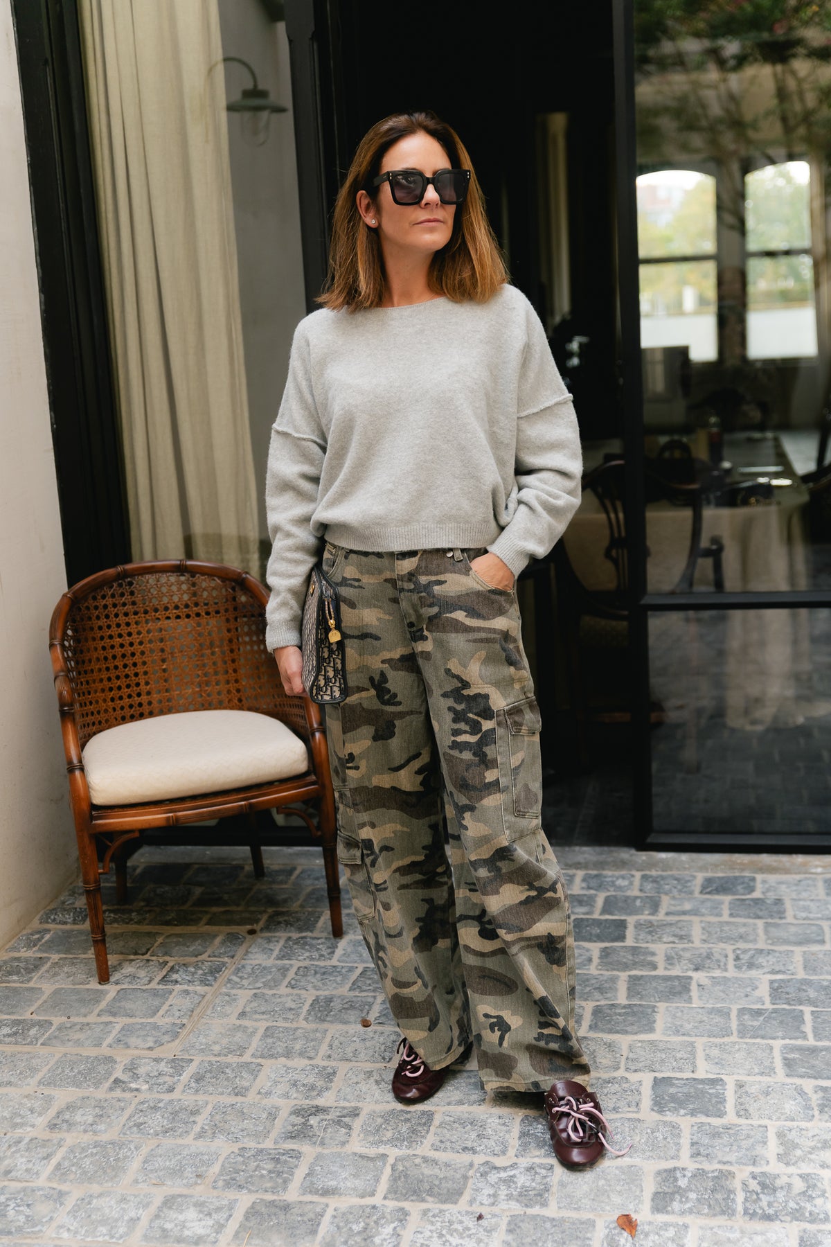 Nova off shoulder sweater light grey melange