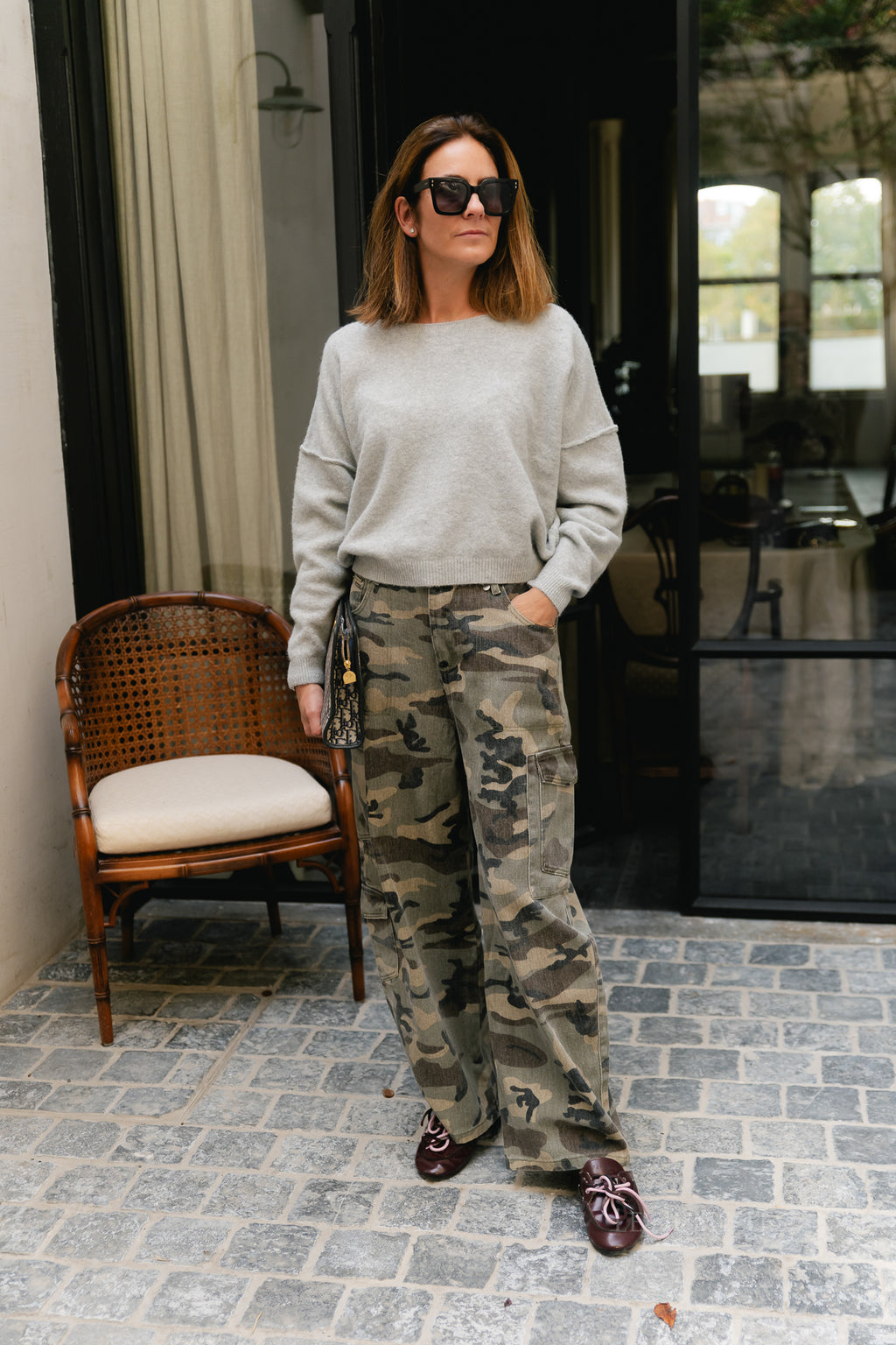Nova off shoulder sweater light grey melange