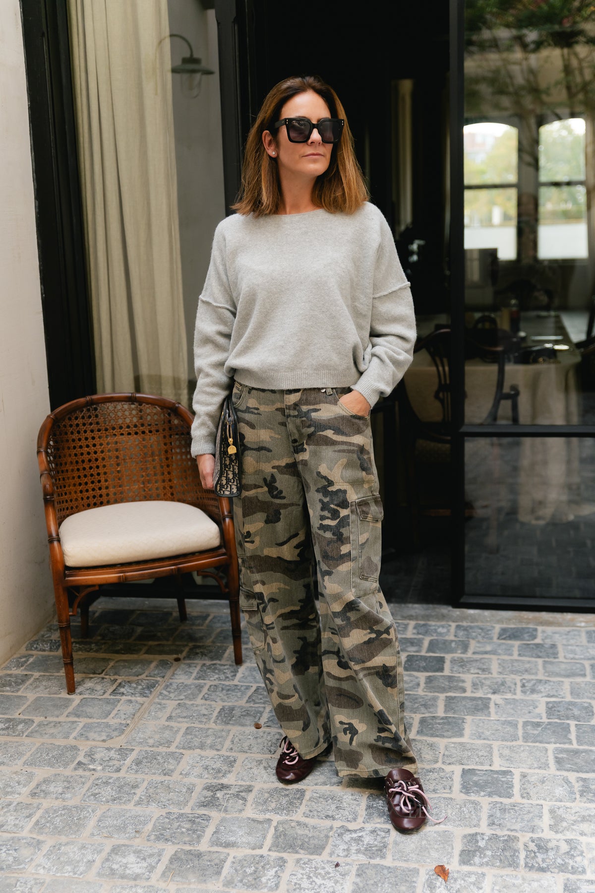 Nova off shoulder sweater light grey melange
