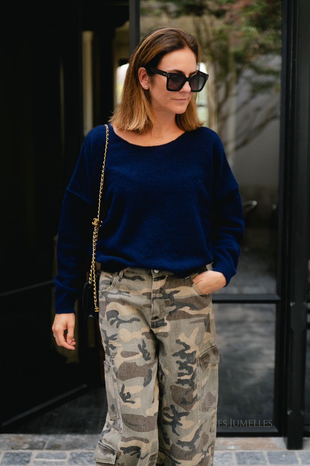 Nova off shoulder sweater navy