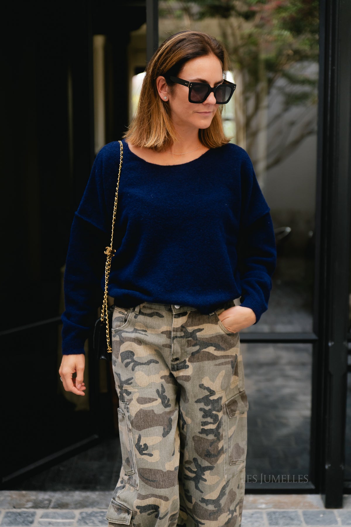 Nova off shoulder sweater navy