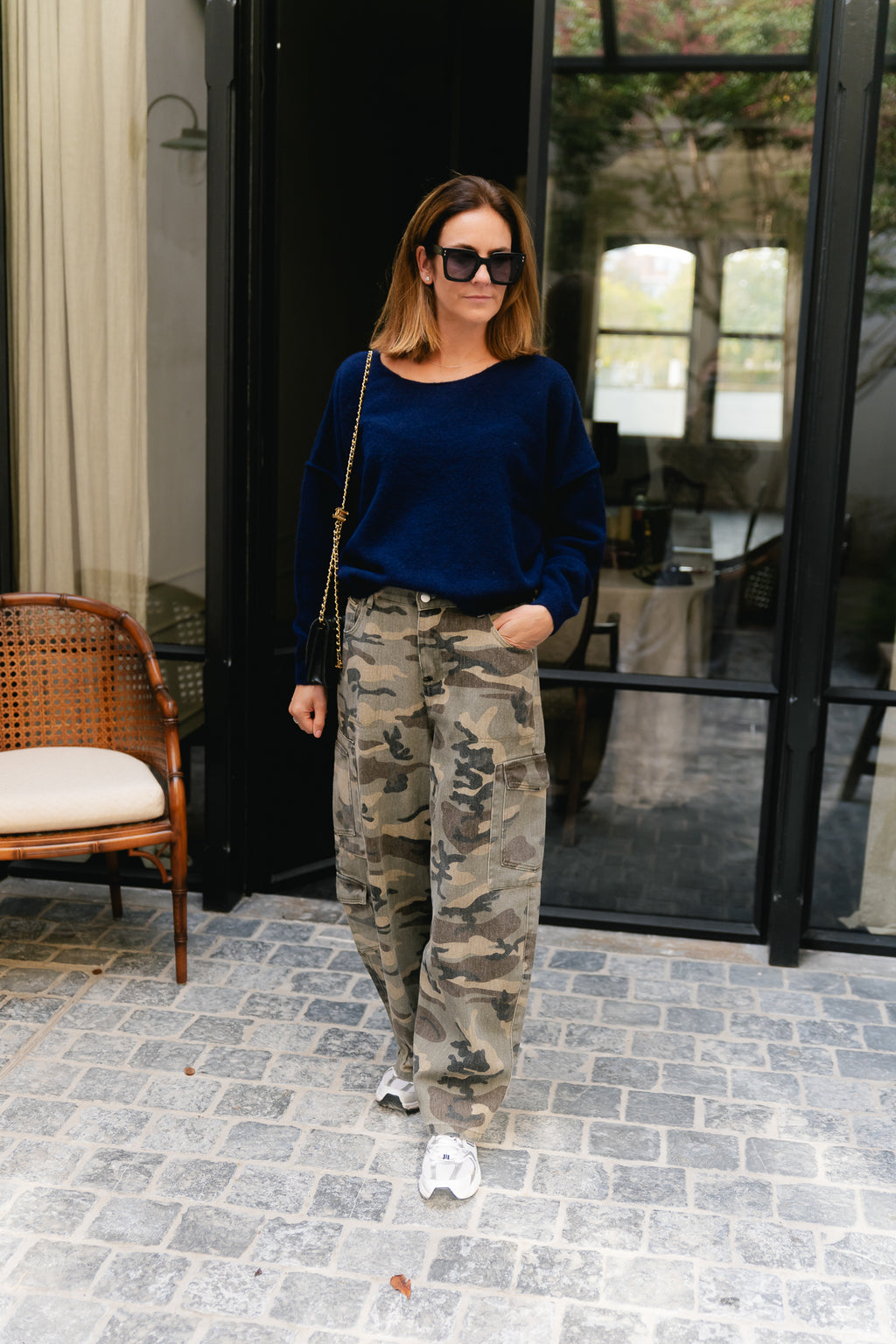 Nova off shoulder sweater navy