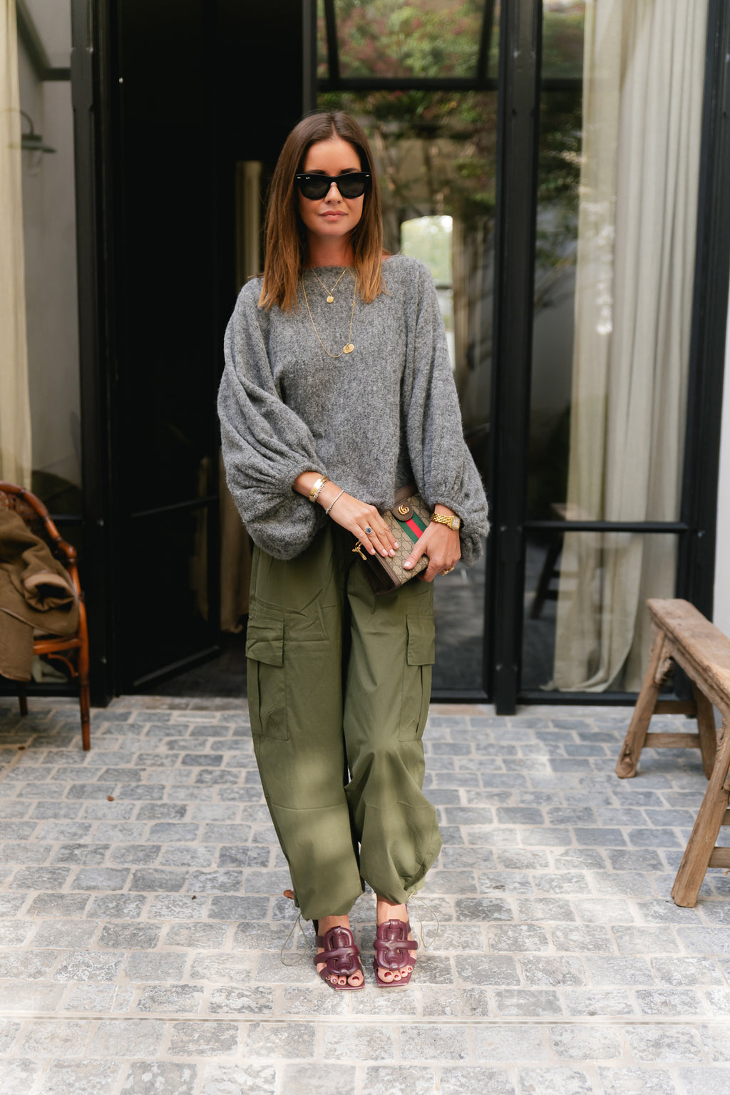 Drew cropped sweater dark grey melange