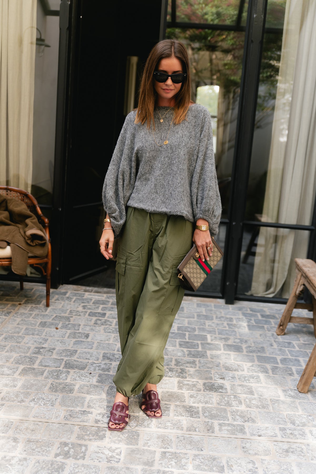 Drew cropped sweater dark grey melange