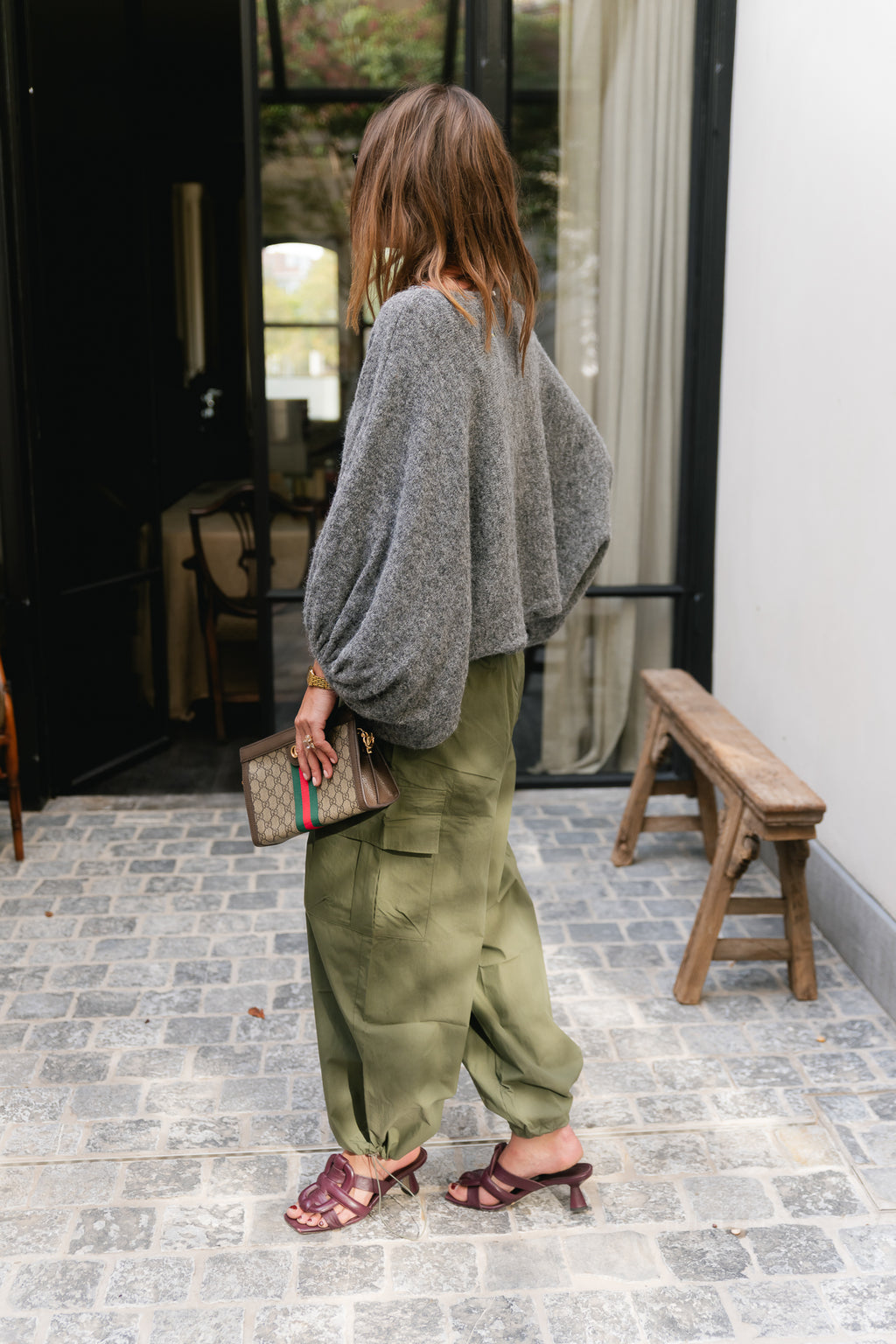 Drew cropped sweater dark grey melange