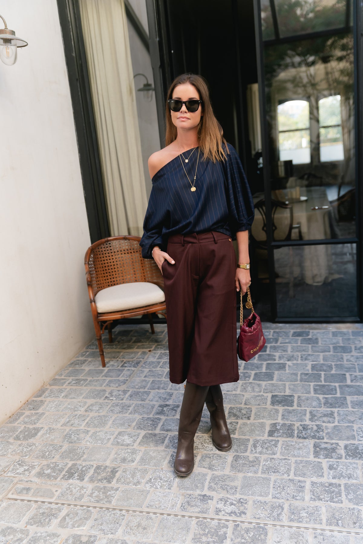 Cosette pinstripe blouse navy