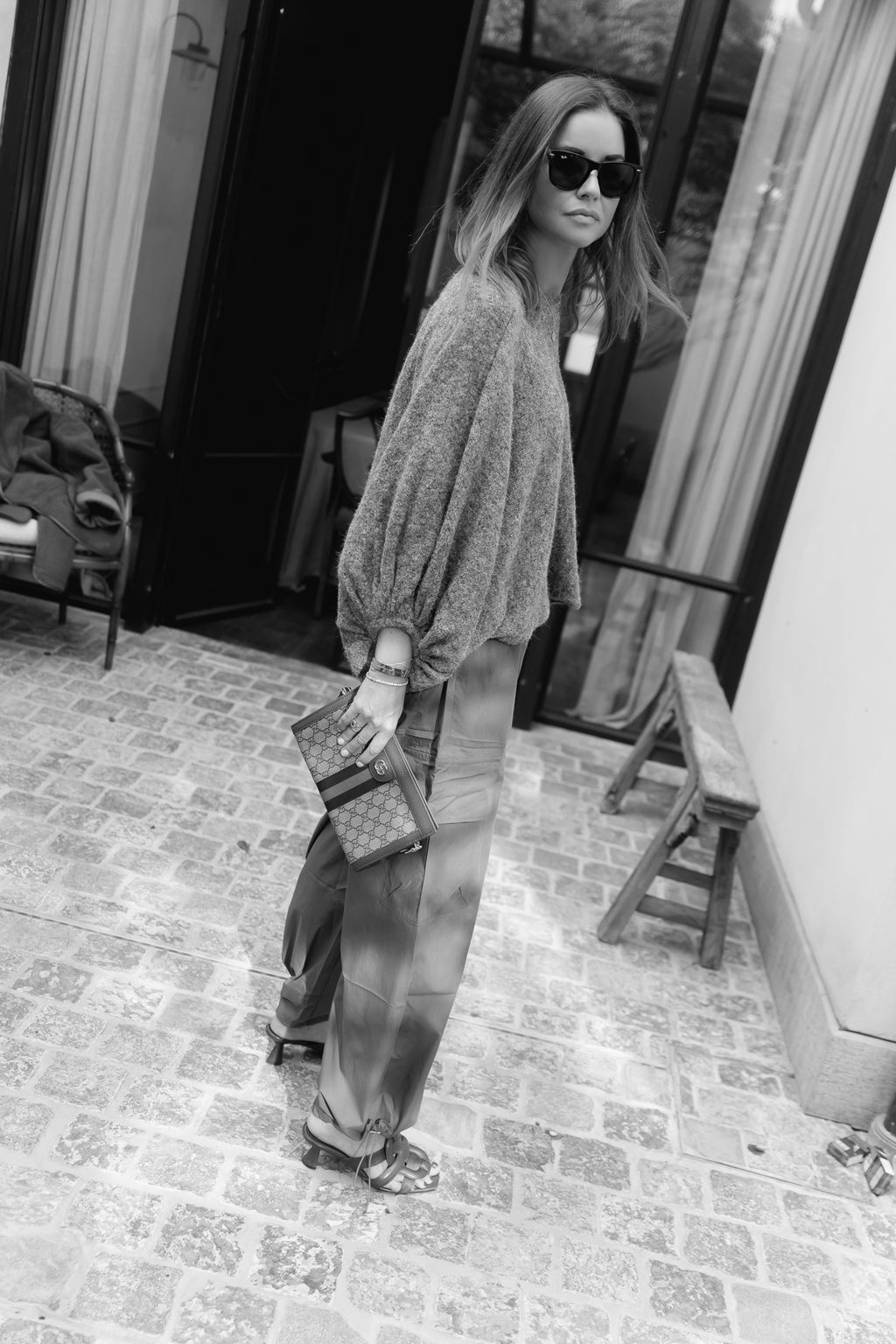 Drew cropped sweater dark grey melange