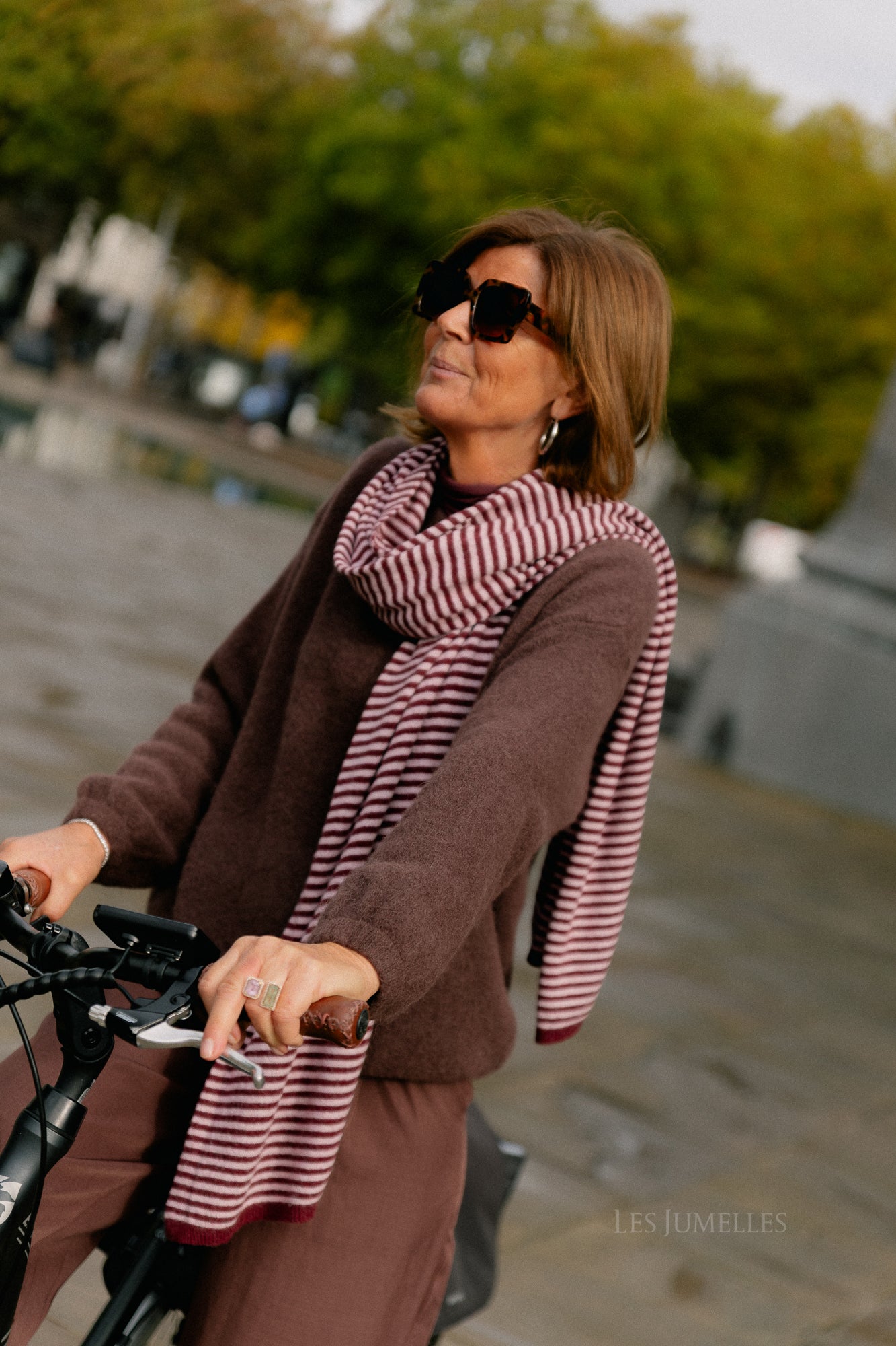 Florence striped scarf pink/burgundy