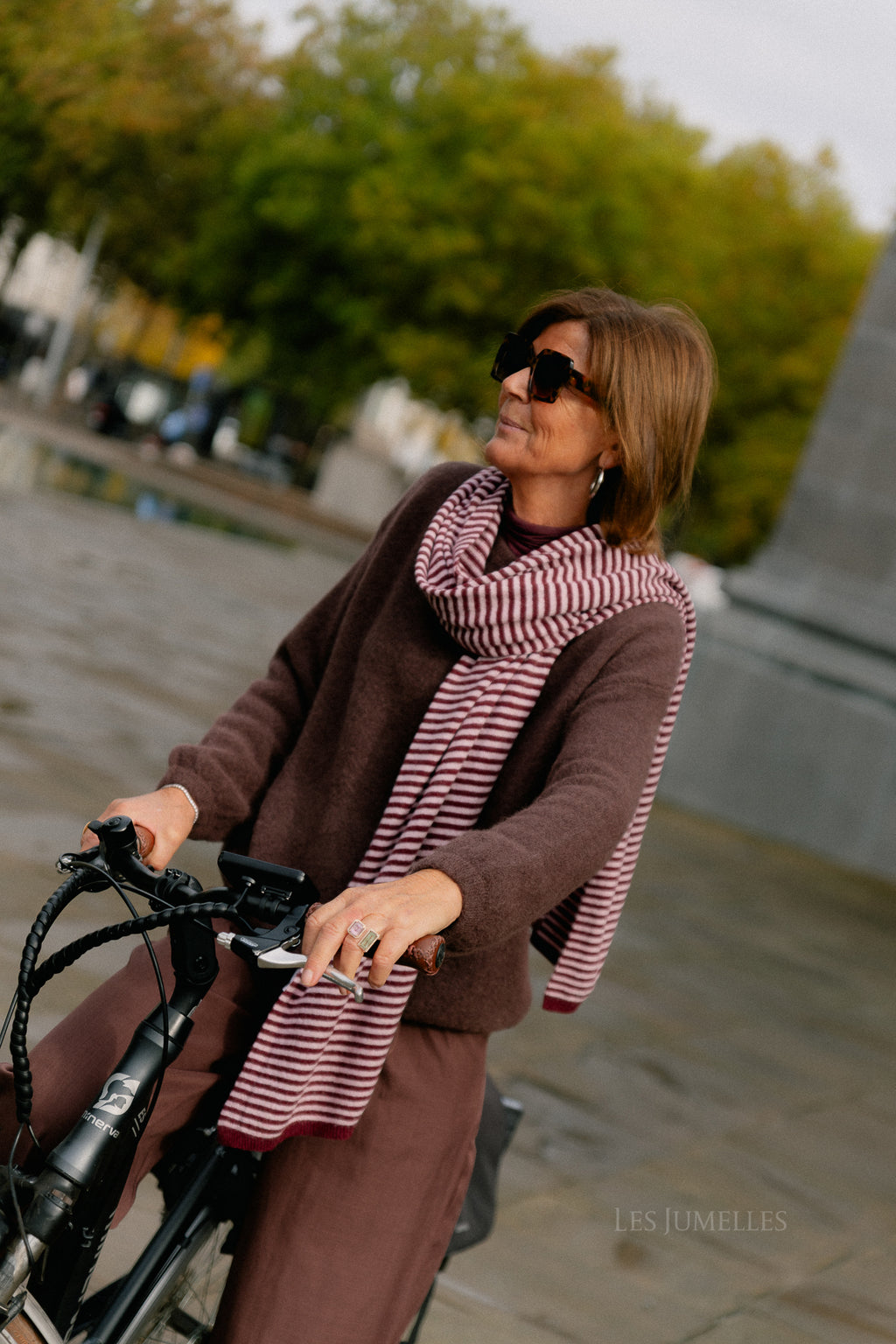 Florence striped scarf pink/burgundy