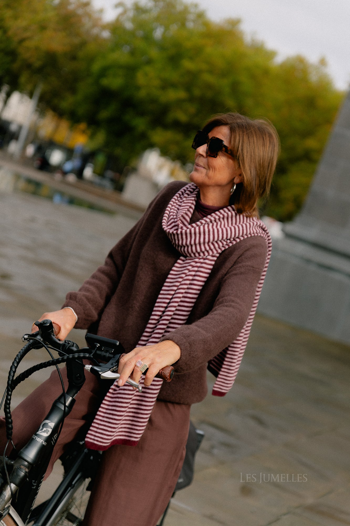 Florence striped scarf pink/burgundy