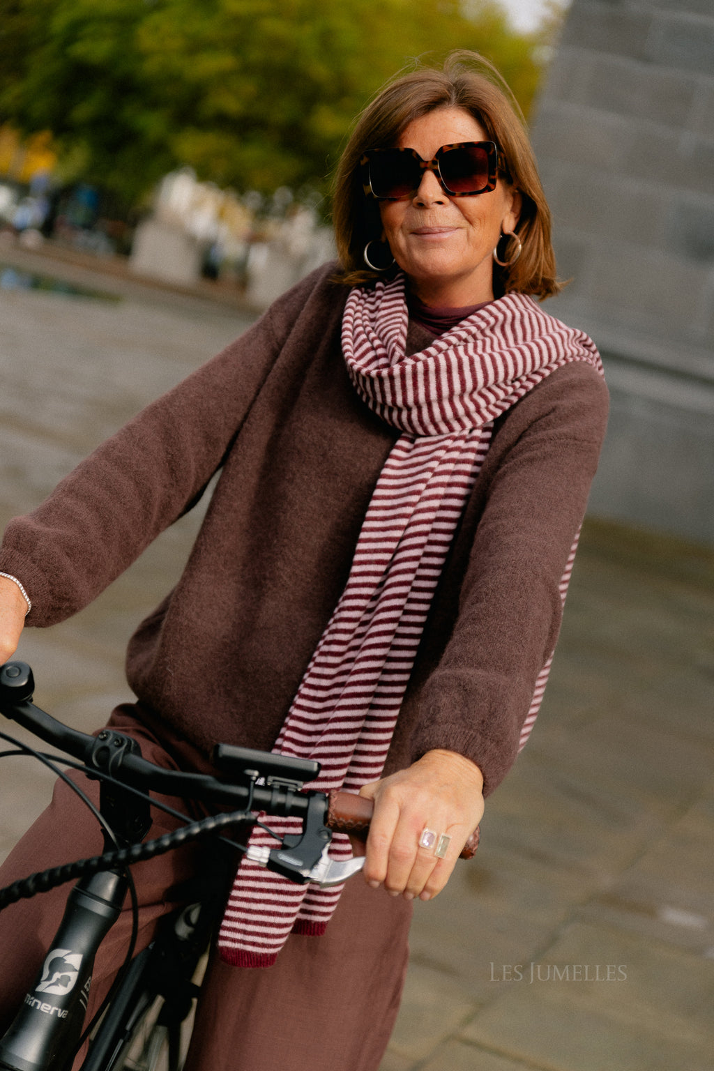 Florence striped scarf pink/burgundy