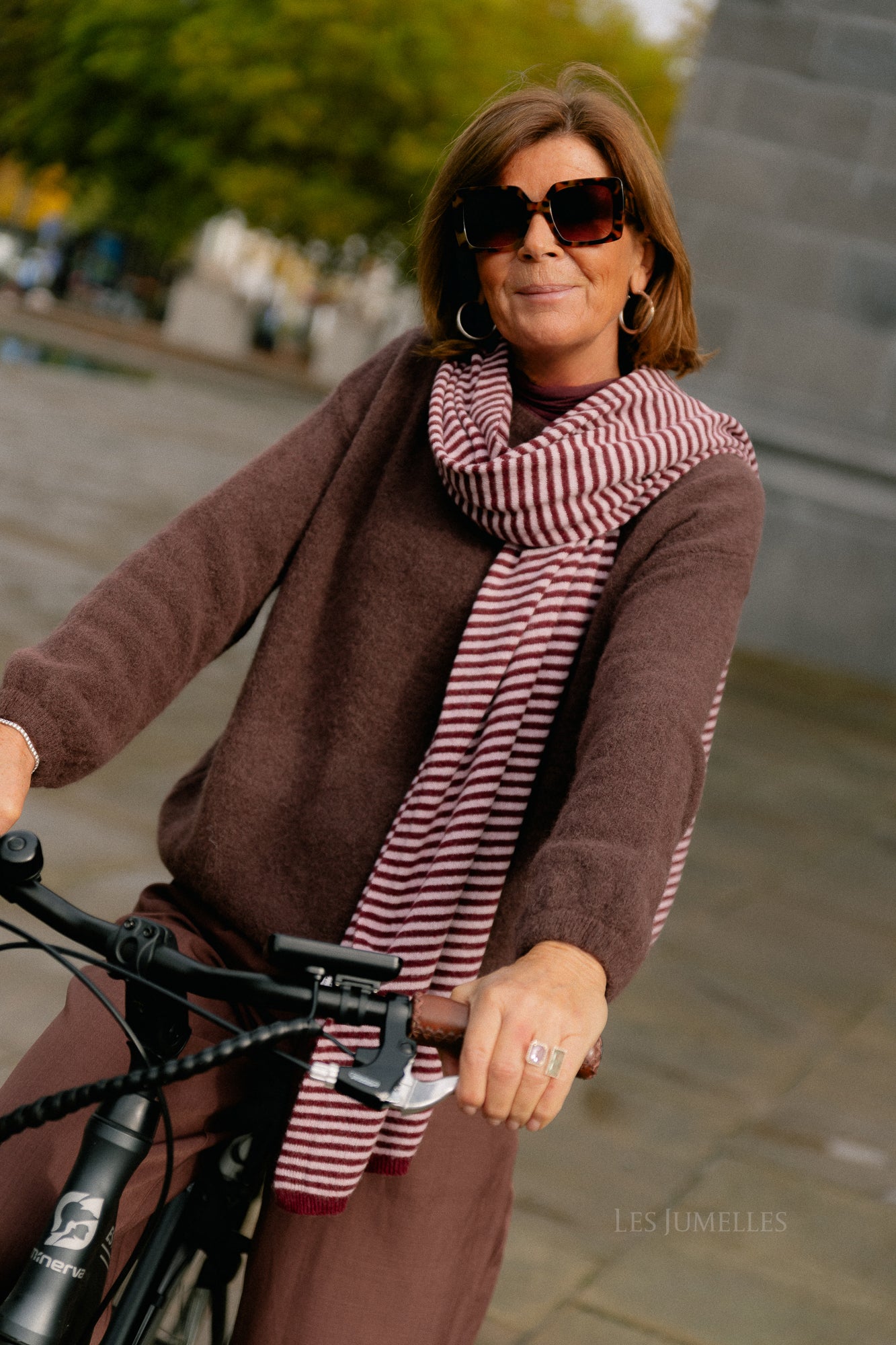 Florence striped scarf pink/burgundy